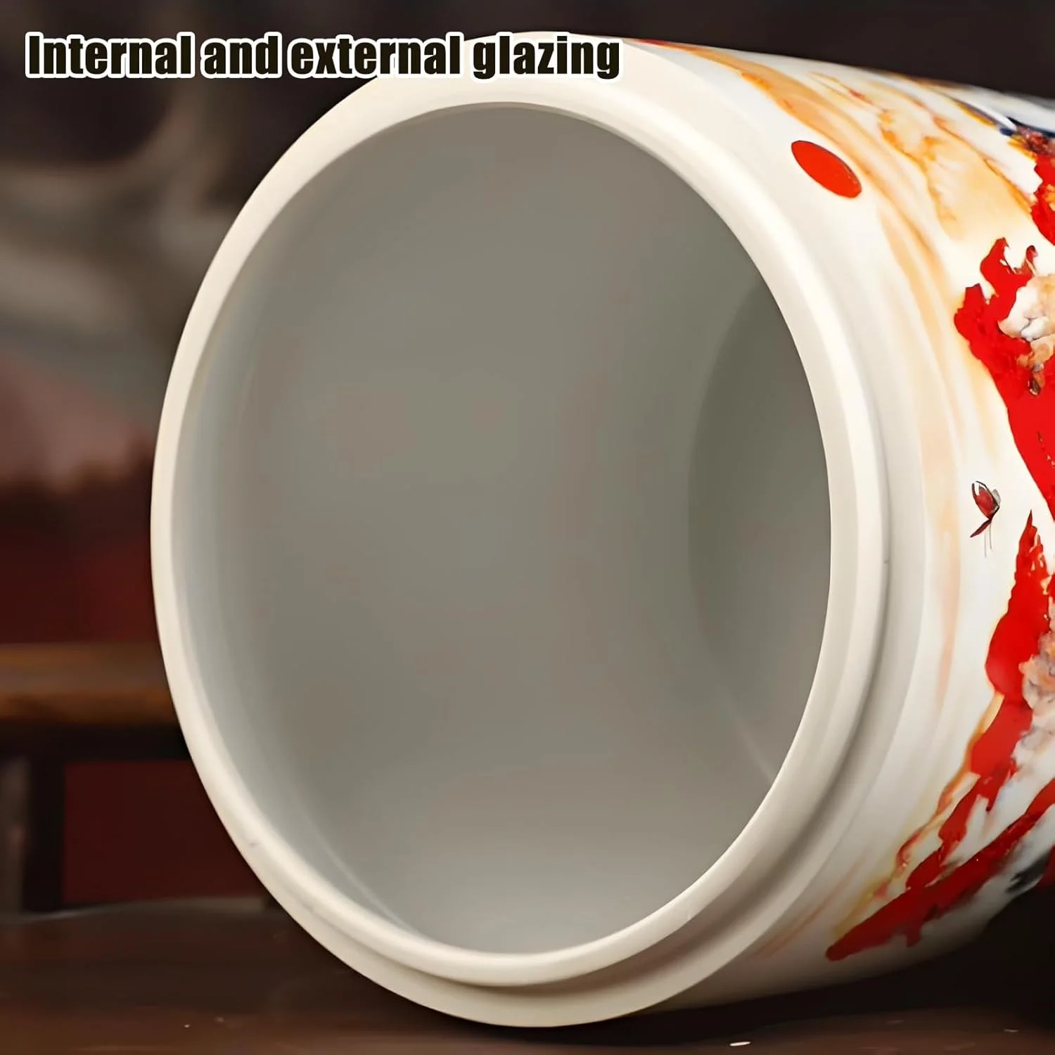 YQMHEZ Ceramic Rice Bucket, Ceramic Rice Container, Home Food Storage Containe, Large-Capacity Rice Storage Container with Lid, for Spice, Sugar, Nuts, Tea(5kg A)