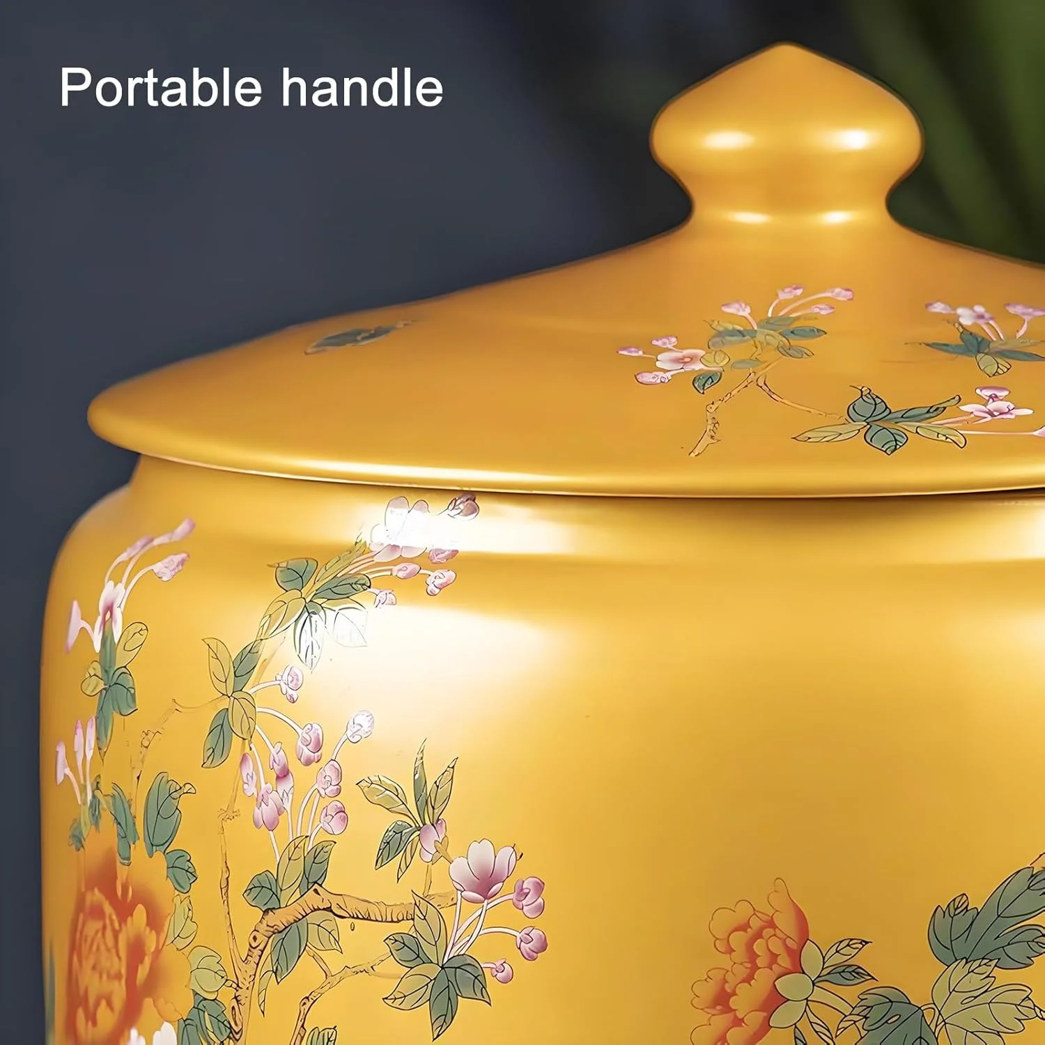 ظرف برنج سرامیکی YQMHEZ، ظرف نگهداری برنج با درب محکم، ظرف نگهداری مواد غذایی برای آبنبات، کلوچه، آرد، برنج، غلات، استوانه سرامیکی برنج (طلایی A، 6 کیلوگرم)