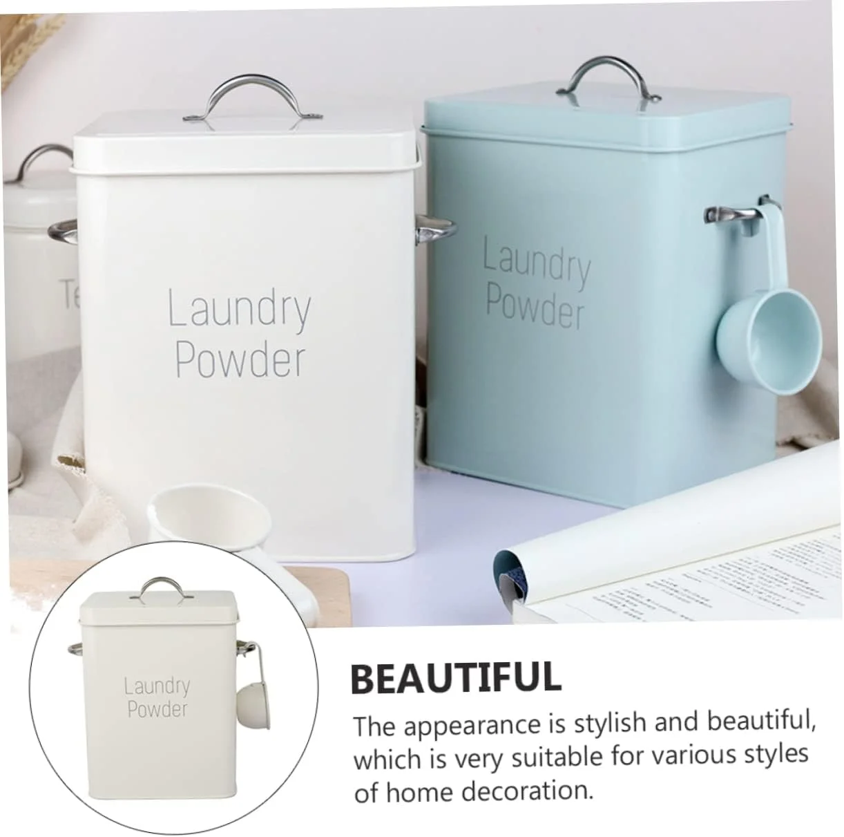 YARNOW 1 Set Storage Bucket Powder Laundry Detergent Container Rice Container Flour Dispenser Laundry Powder Pet Food Container Rice Dispenser Household Food Container Rice Bucket White