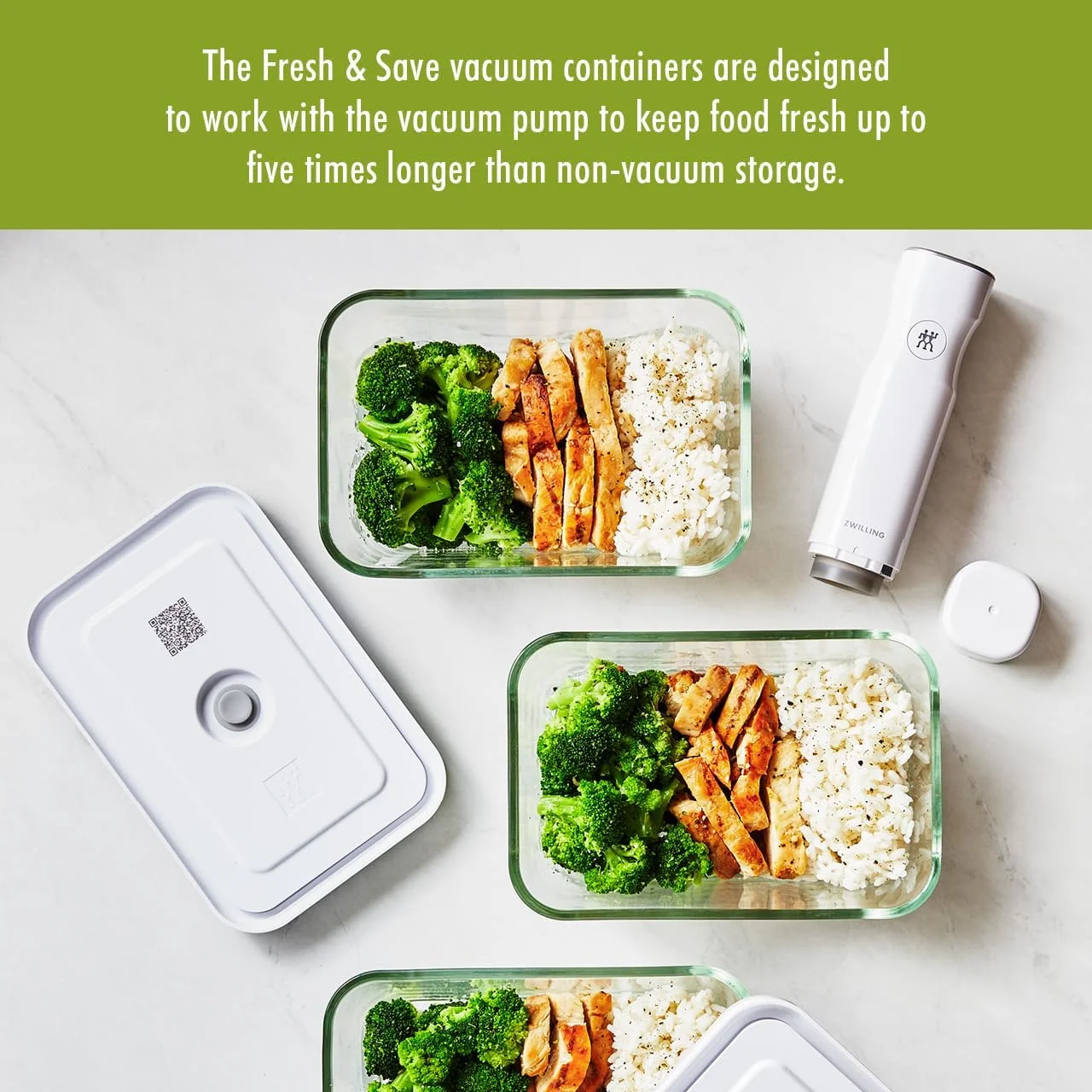 ظرف نگهداری مواد غذایی شیشه ای متوسط ​​ضد هوا ZWILLING Fresh & Save، ظرف آماده سازی غذا، محافظ غذا