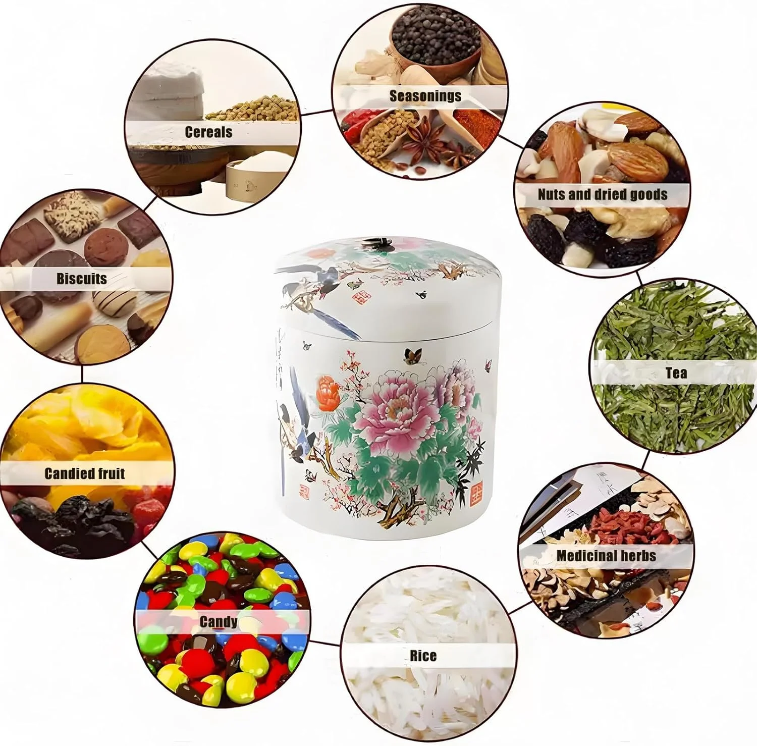 ظرف برنج سرامیکی YQMHEZ، استوانه برنج سرامیکی با درب، ظرف نگهداری مواد غذایی خانگی با درب، ظرف نگهداری برنج خانگی برای برنج، سویا، ذرت، آرد (5 کیلوگرم K)