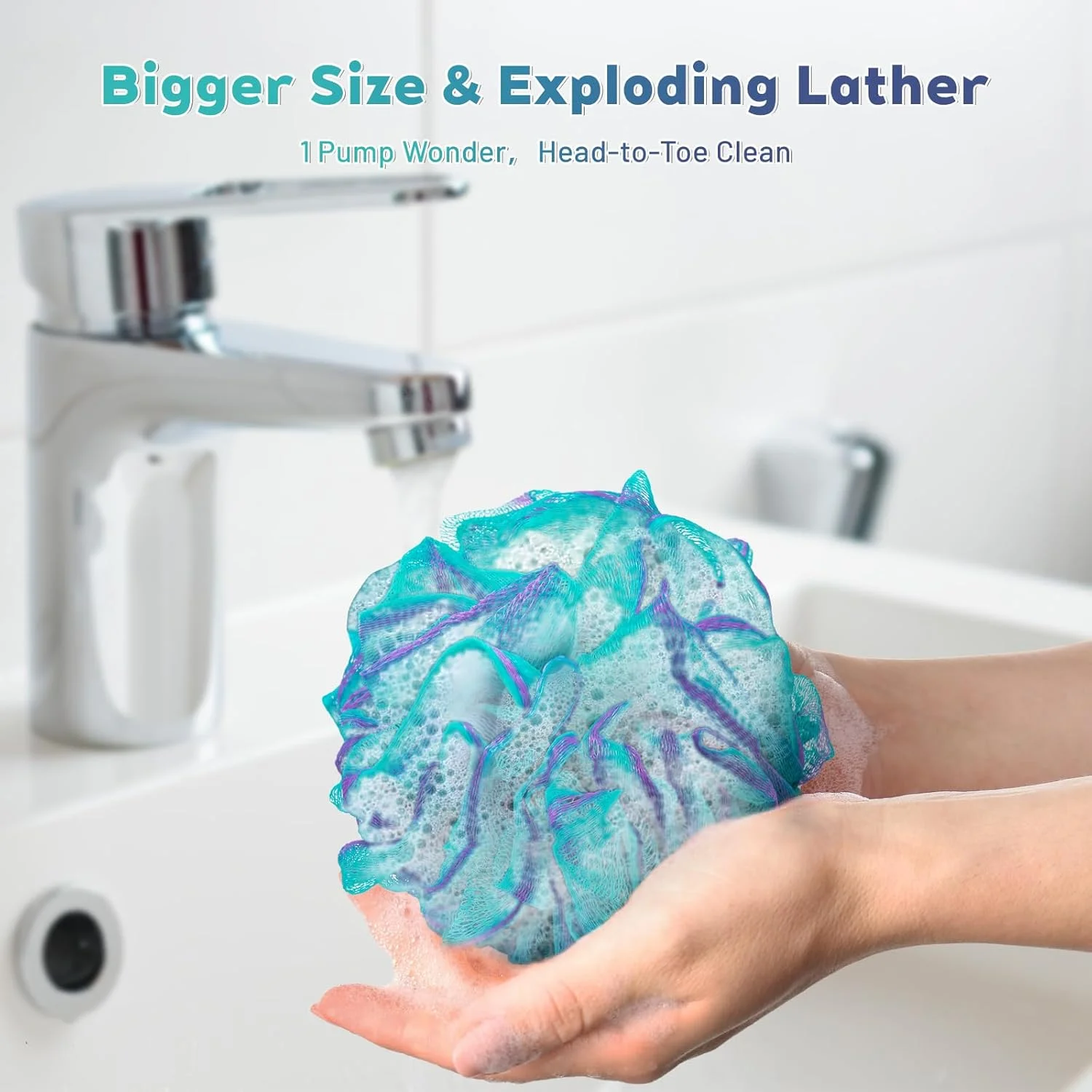 لیف لوفا بولیوول برای زنان و مردان، بسته 4 عددی لیف حمام 75 گرمی، اسکراب لایه بردار بدن، لیف رنگی گل برای زنان و مردان، اسکراب لیف حمام برای بدن، لوازم جانبی حمام