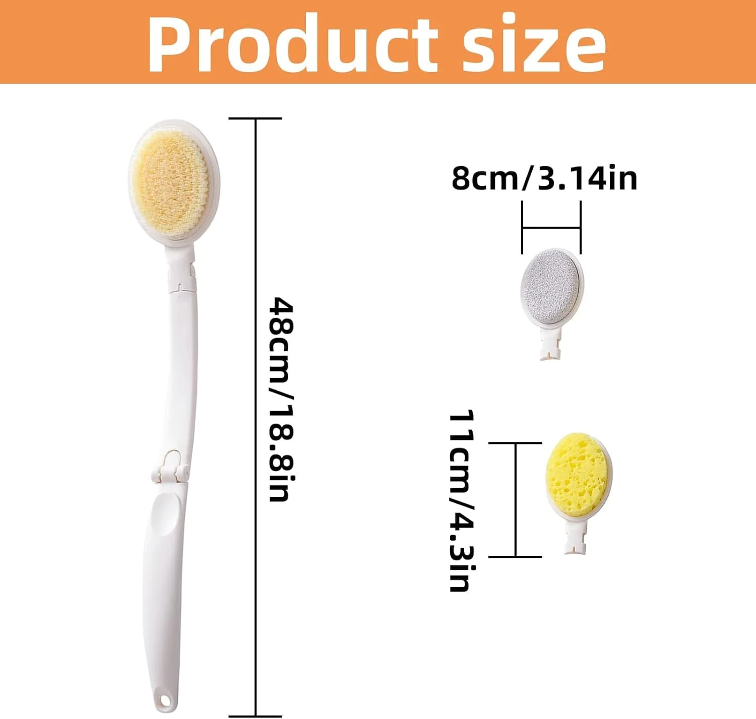 برس بدن، اسکرابر پشت دوش، ست پاکسازی پشت، برس حمام تاشو دسته بلند، برس سه در یک برای لایه برداری و سلامت پوست برای مردان، زنان و سالمندان