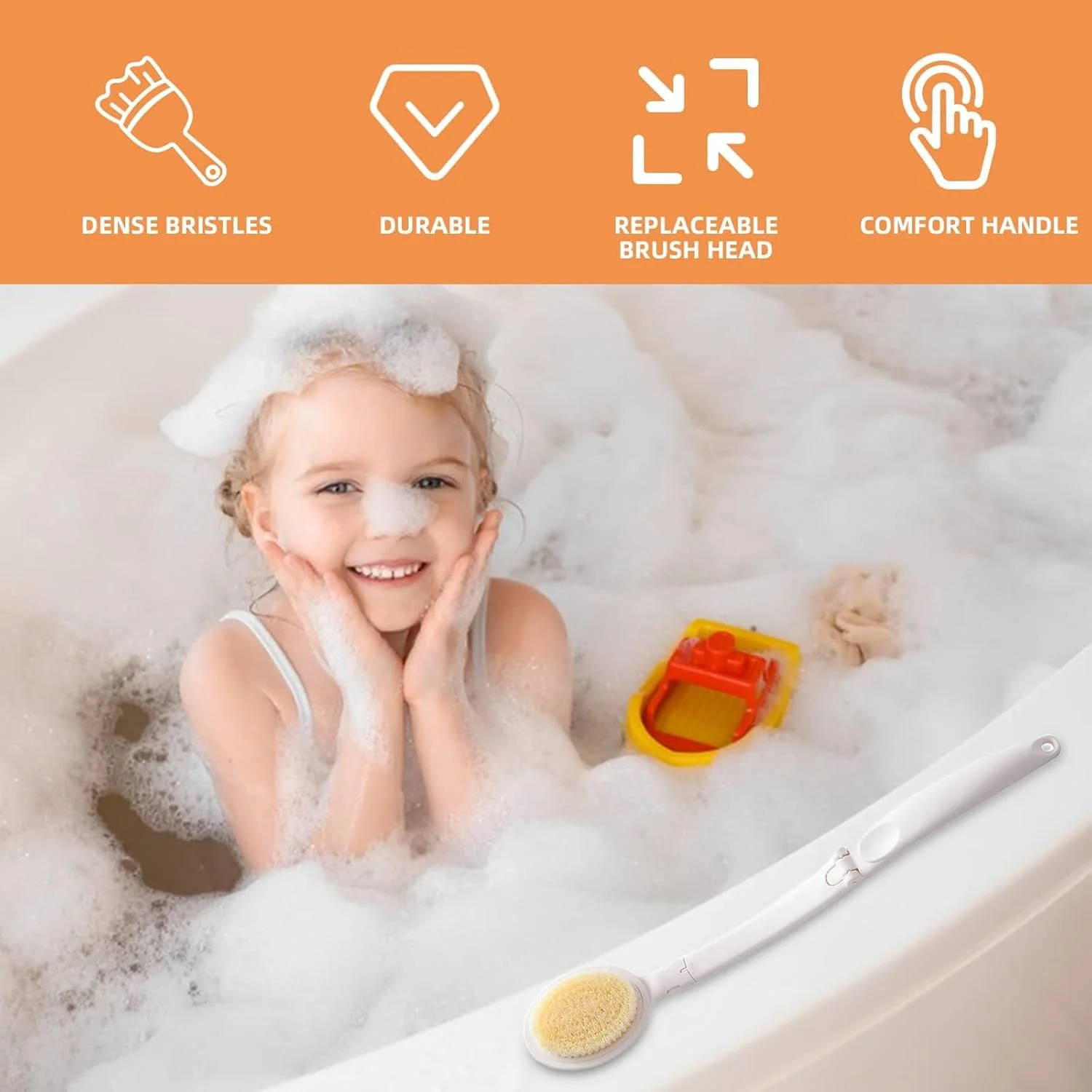 برس بدن، اسکرابر پشت دوش، ست پاکسازی پشت، برس حمام تاشو دسته بلند، برس سه در یک برای لایه برداری و سلامت پوست برای مردان، زنان و سالمندان