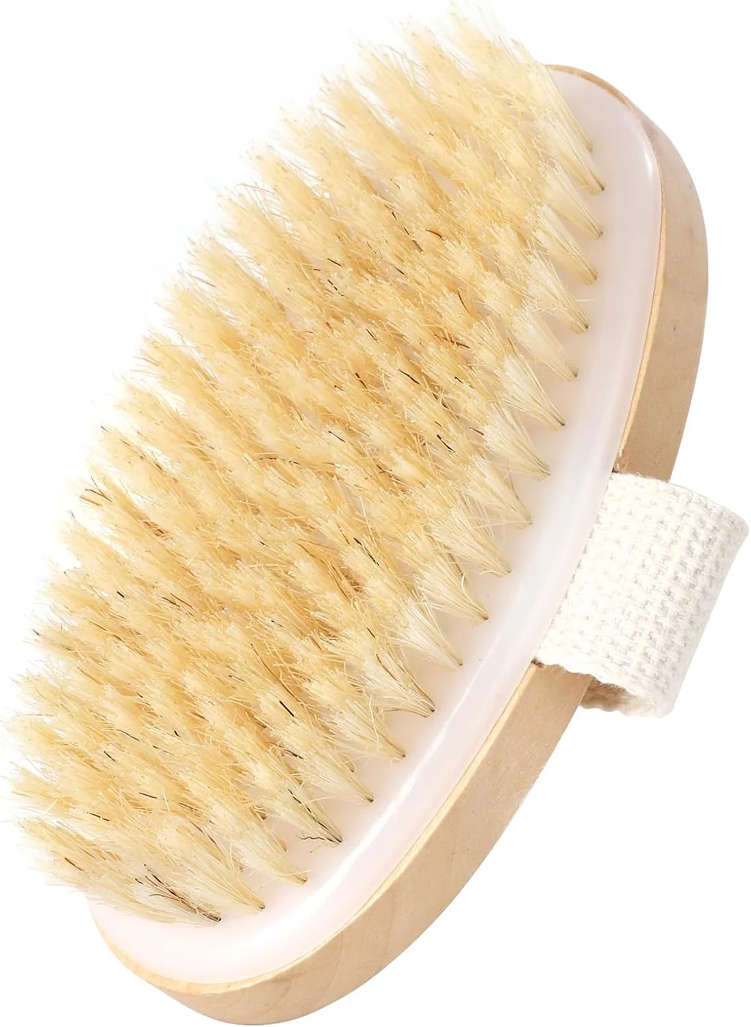 برس بیضی شکل خشک شویی، برس حمام با موهای نرم برای بدن، برس چوبی لایه بردار دوش برای پوست صاف، بهبود گردش خون