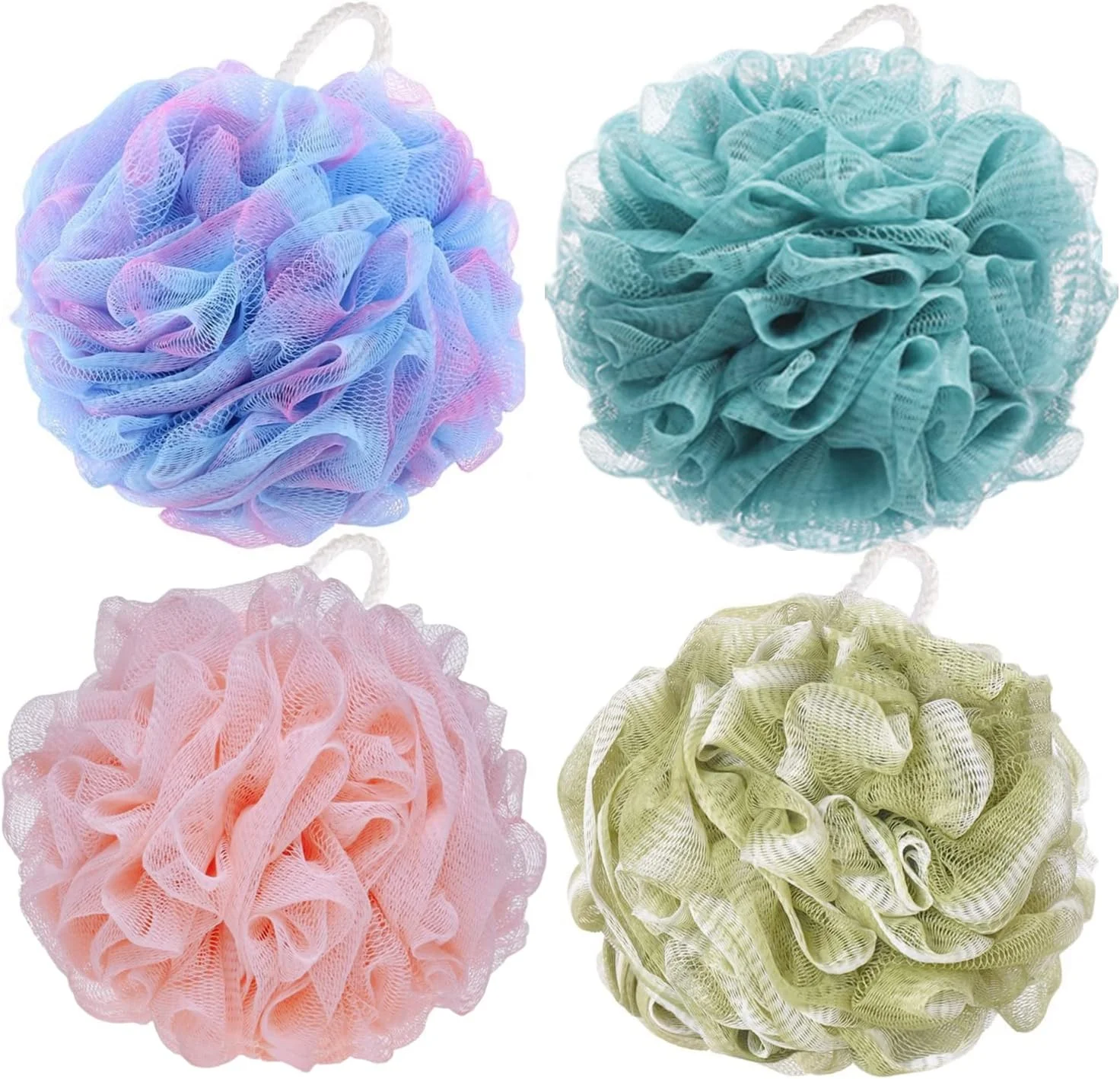 لیف حمام بی تی وای ام اس سایز ایکس لارج 75 گرمی، اسفنج توری لوفا برای شستشوی بدن، بسته 4 عددی