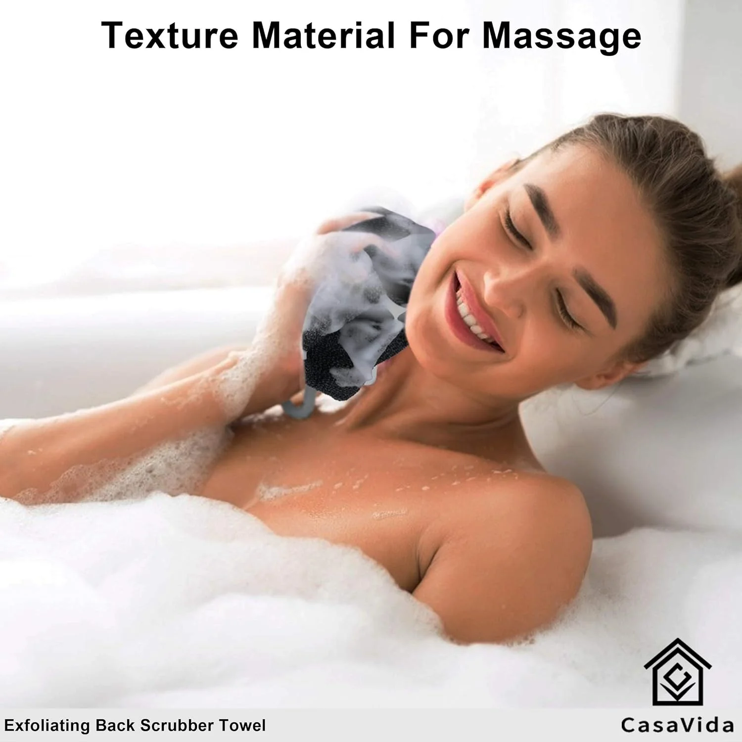 کیسه حمام پشت شوی CasaVida برای دوش، لیف لایه بردار بدن، حوله حمام نایلونی، پشت شوی دوش، لیف لایه بردار، اسکراب پشت، حوله کششی ژاپنی، 2 عددی