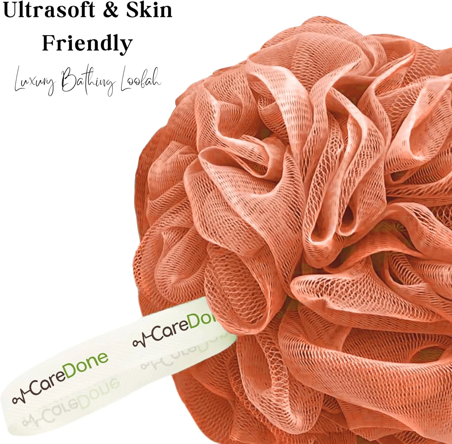 لیف بدن و اسفنج لوفا دوش Caredone | لوفا برای مردان، زنان و کودکان | لوفا اسفنجی گرد (بسته 3 عددی نارنجی)