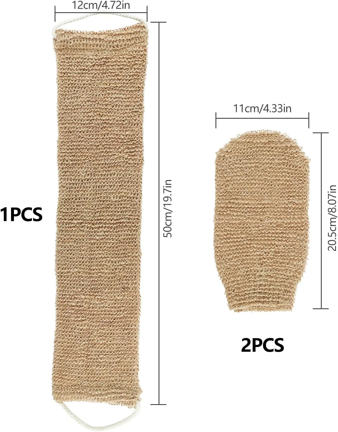 جینتانگ برس پشت، ست 3 تکه برس پشت برای دوش، دستکش لایه بردار الیاف بامبو، برس پشت دو طرفه، لیف حمام با 1 عدد بند پشتی + 2 عدد دستکش لایه بردار (قهوه ای)