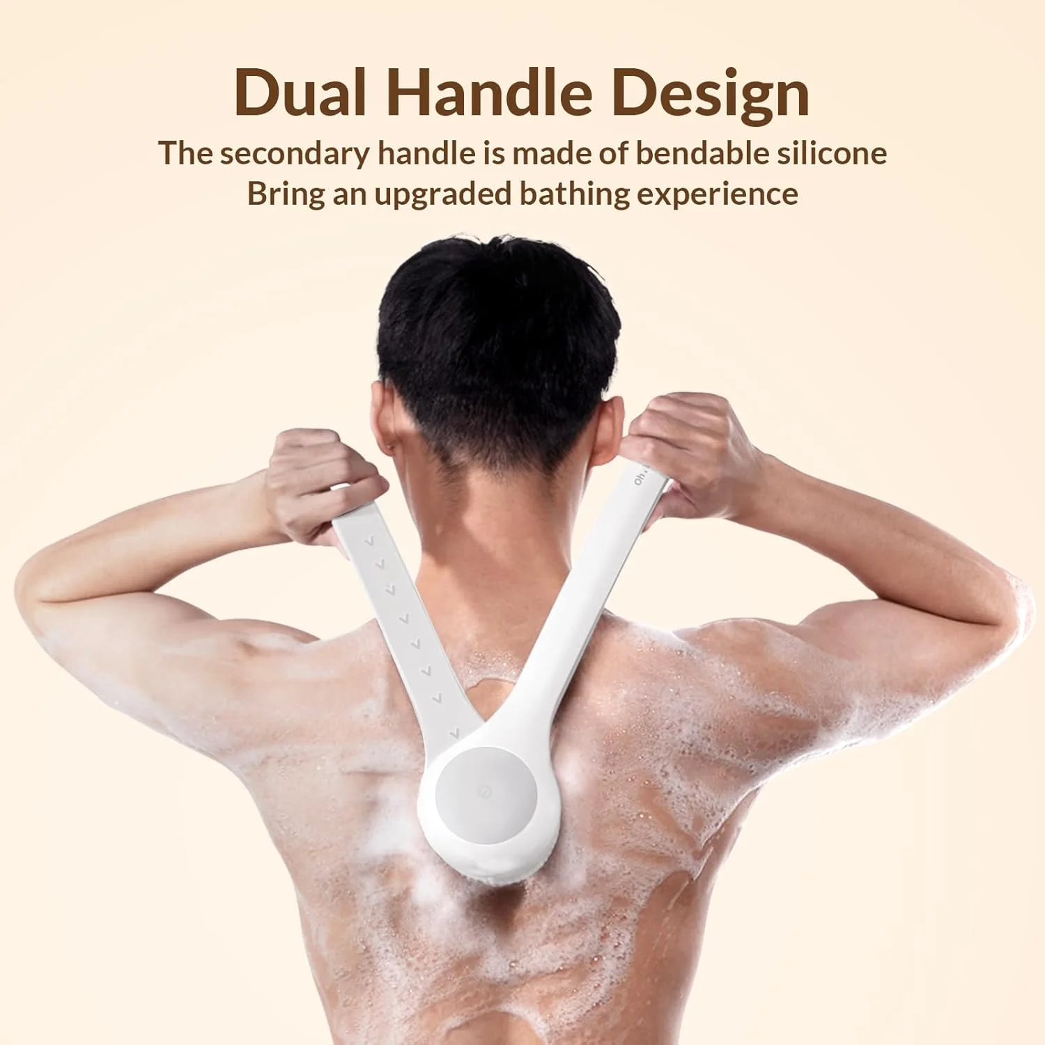 برس برقی بدن و اسکرابر پشت برای دوش، برس برقی ضد آب با دسته دوگانه بلند و 3 سر، برس حمام قابل شارژ و 2 سرعت، برای پاکسازی، لایه برداری و ماساژ پوست