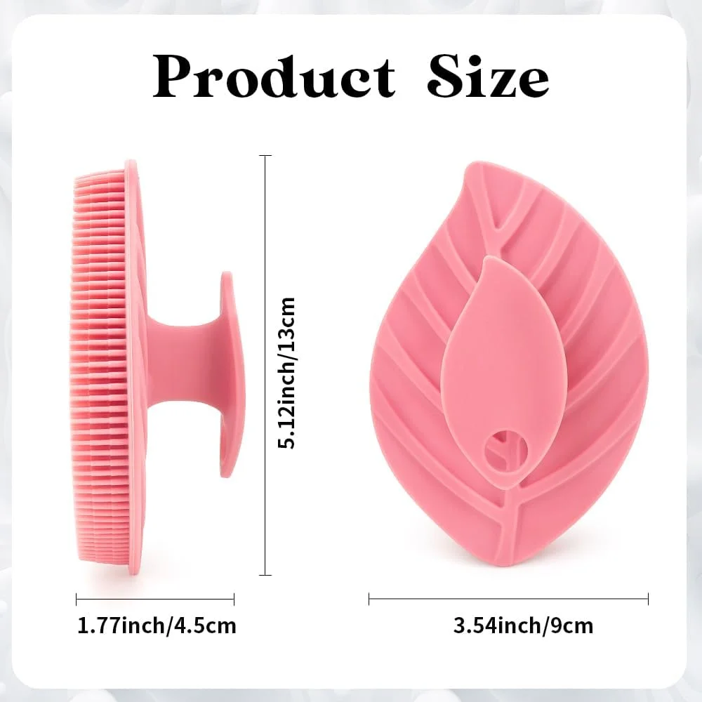 بسته 2 عددی اسکرابر بدن سیلیکونی، لیف سیلیکونی نرم، اسکرابر ملایم لایه بردار بدن برای پوست حساس، اسکرابرهای دوش به شکل برگ، برس بدن اسکرابرهای سیلیکونی برای زنان و مردان (صورتی)