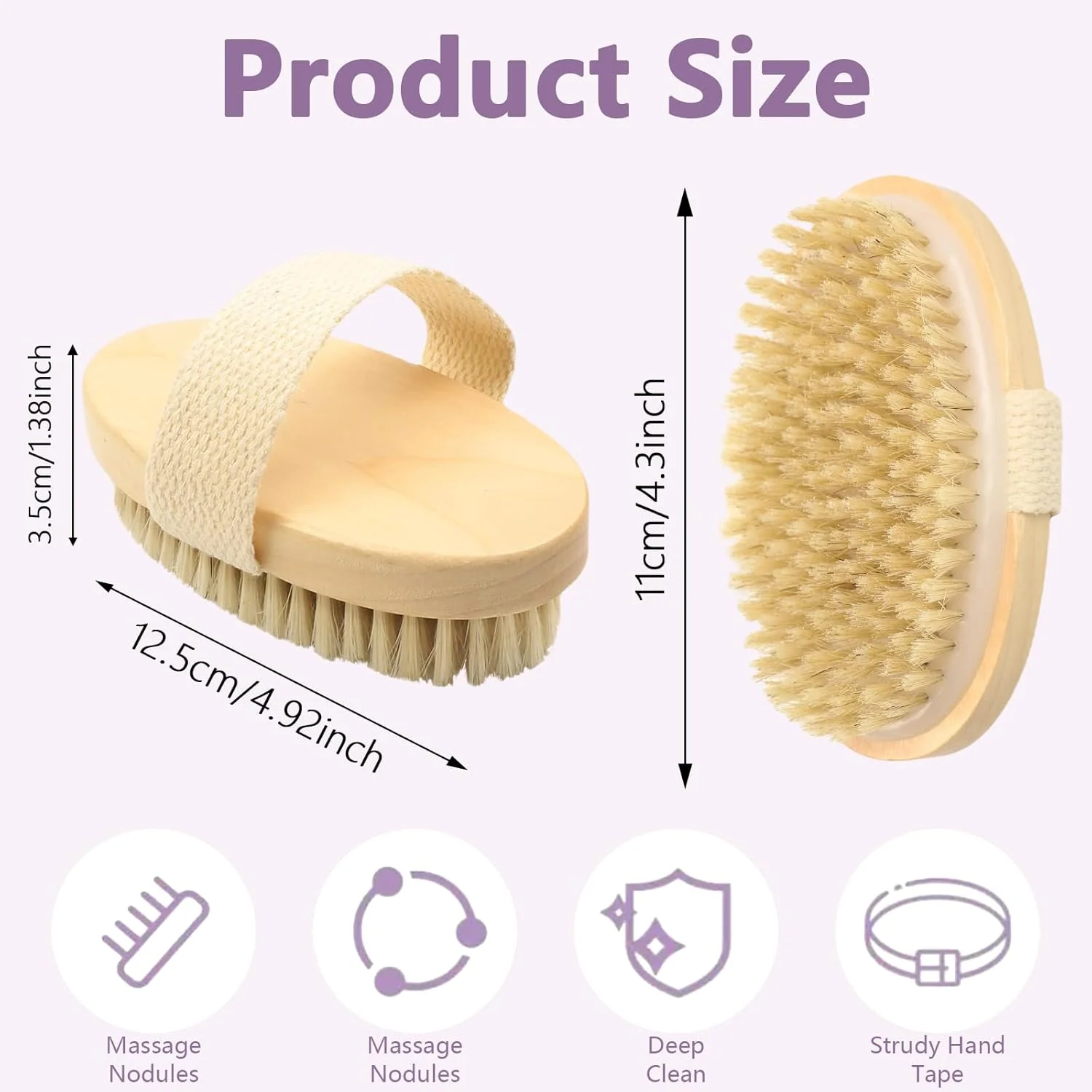 ست 4 عددی برس خشک بدن، برس لایه بردار بدن برای تخلیه لنفاوی، بهبود گردش خون، حذف پوست مرده، لایه بردار زیبایی