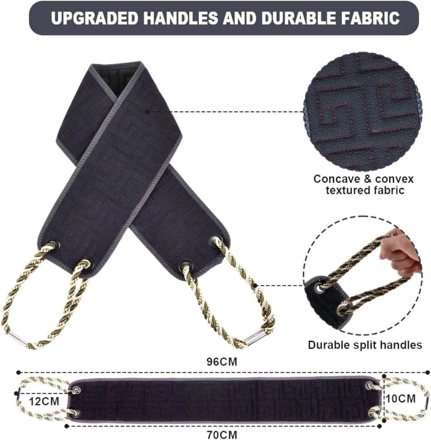 لیف اسکراب پشت با دسته های ارتقا یافته، پارچه شستشوی دو طرفه پشت با دسته برای استفاده در حمام، ابزار لایه بردار بدن برای تمیز کردن عمیق بدن برای مردان و زنان - آبی تیره