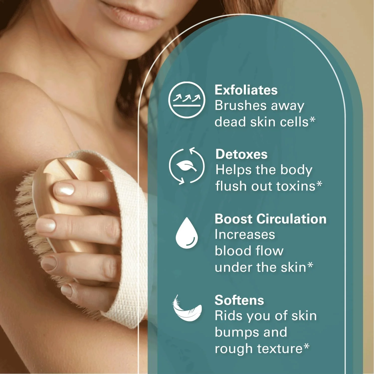 برس خشک و برس دوش سفت برای بدن - برس اسکراب پشت دستی، لایه بردار و از بین برنده پوست مرده برای بدن، سفت کننده پوست و بهبود گردش خون برای مردان و زنان توسط M3 Naturals