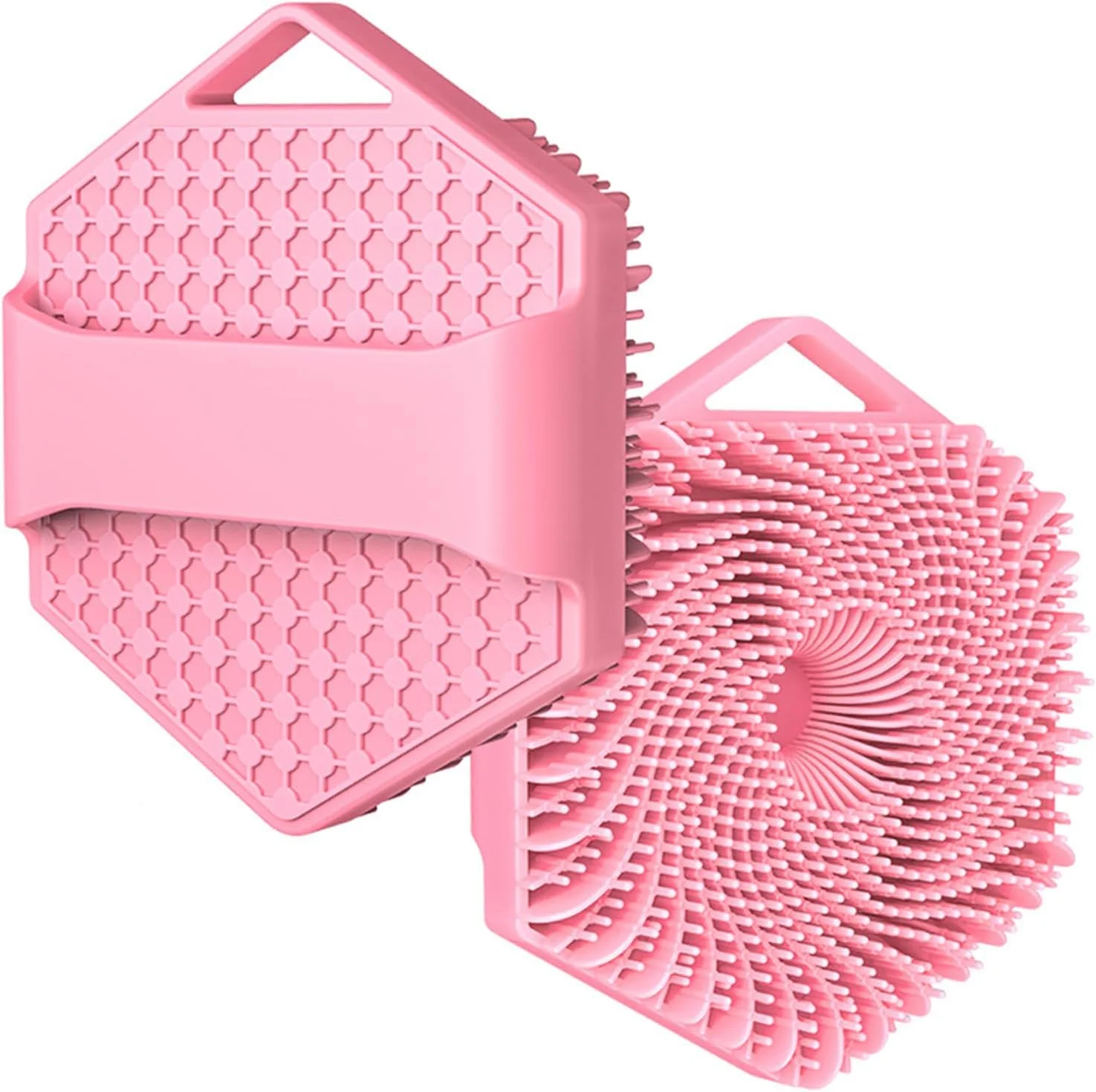 برس حمام سیلیکونی ضد باکتری جومفورمین، برس ماساژ دوش قابل حمل، برس حمام سیلیکونی سازگار با محیط زیست (صورتی)