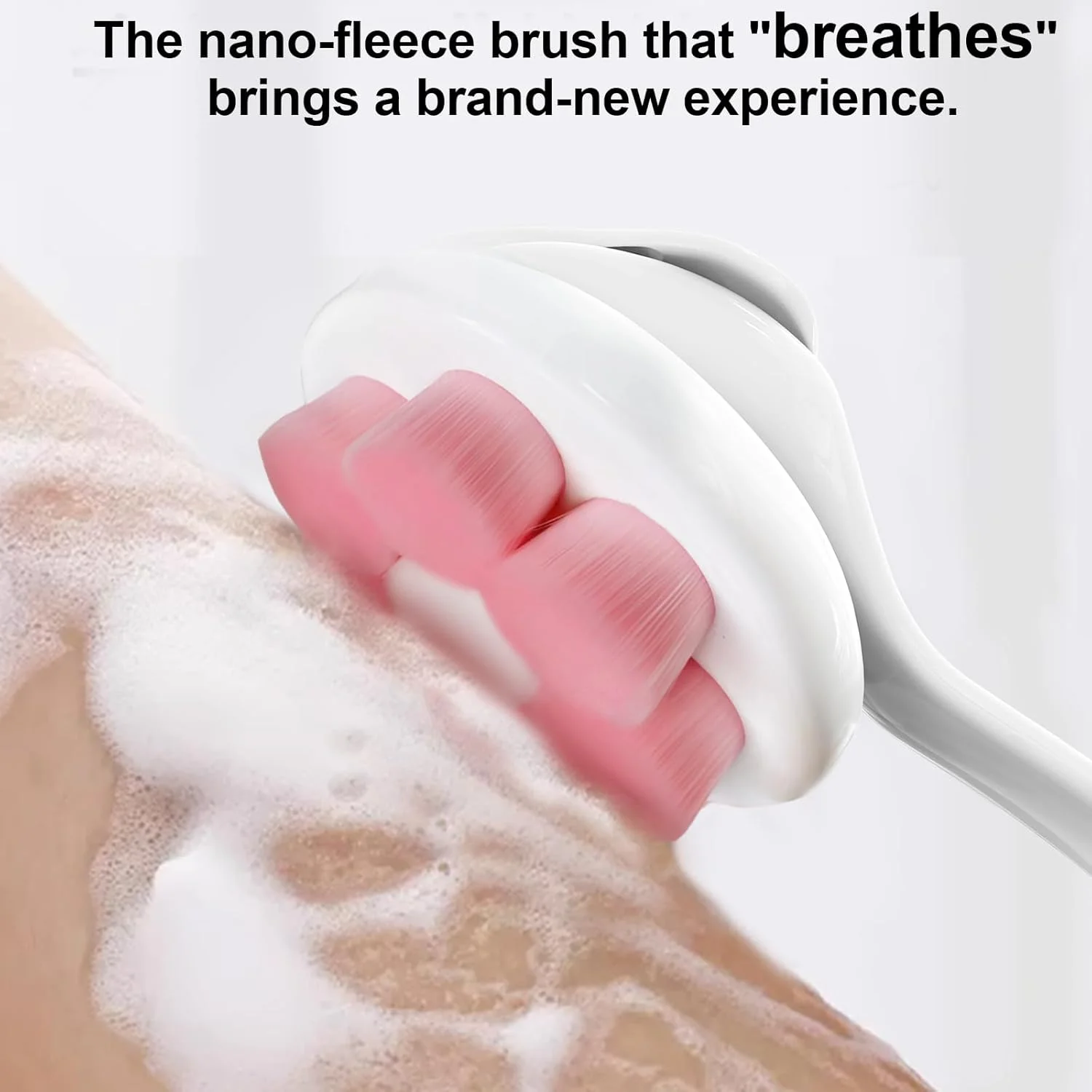 لیف بدن نرم Lequin 2025 با دسته بلند، لیف پشت برای حمام، لیف پشت برای خانم ها، برس حمام برای بدن، برس خشک برای صورت (صورتی)