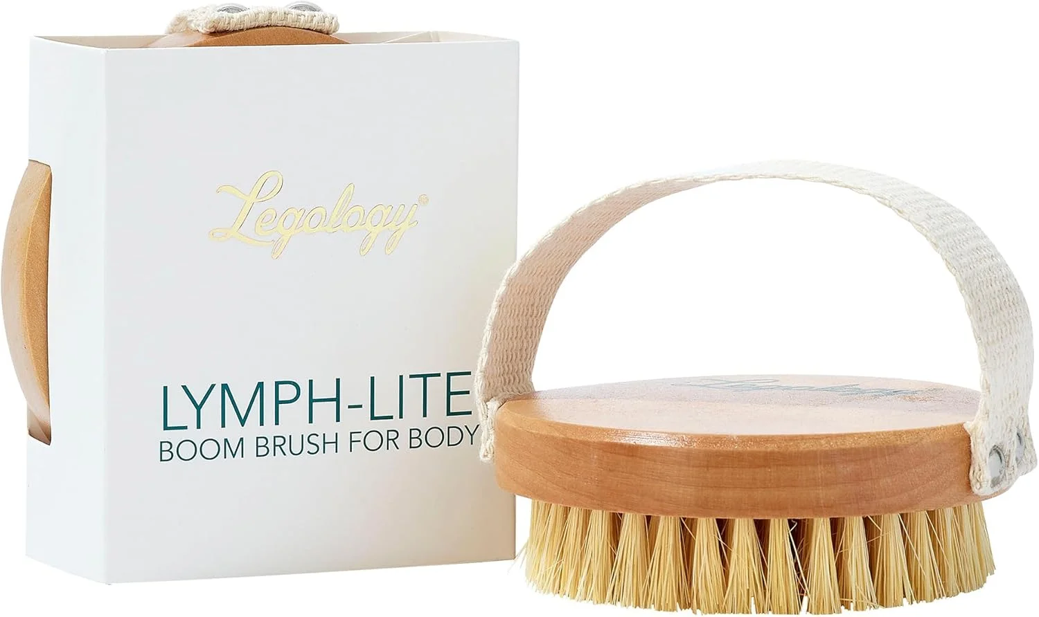 برس بدن لایه بردار طبیعی ممتاز Legology برای برس زدن خشک، سم زدایی پوست و کاهش سلولیت - برس بوم Lymph-Lite برای بدن