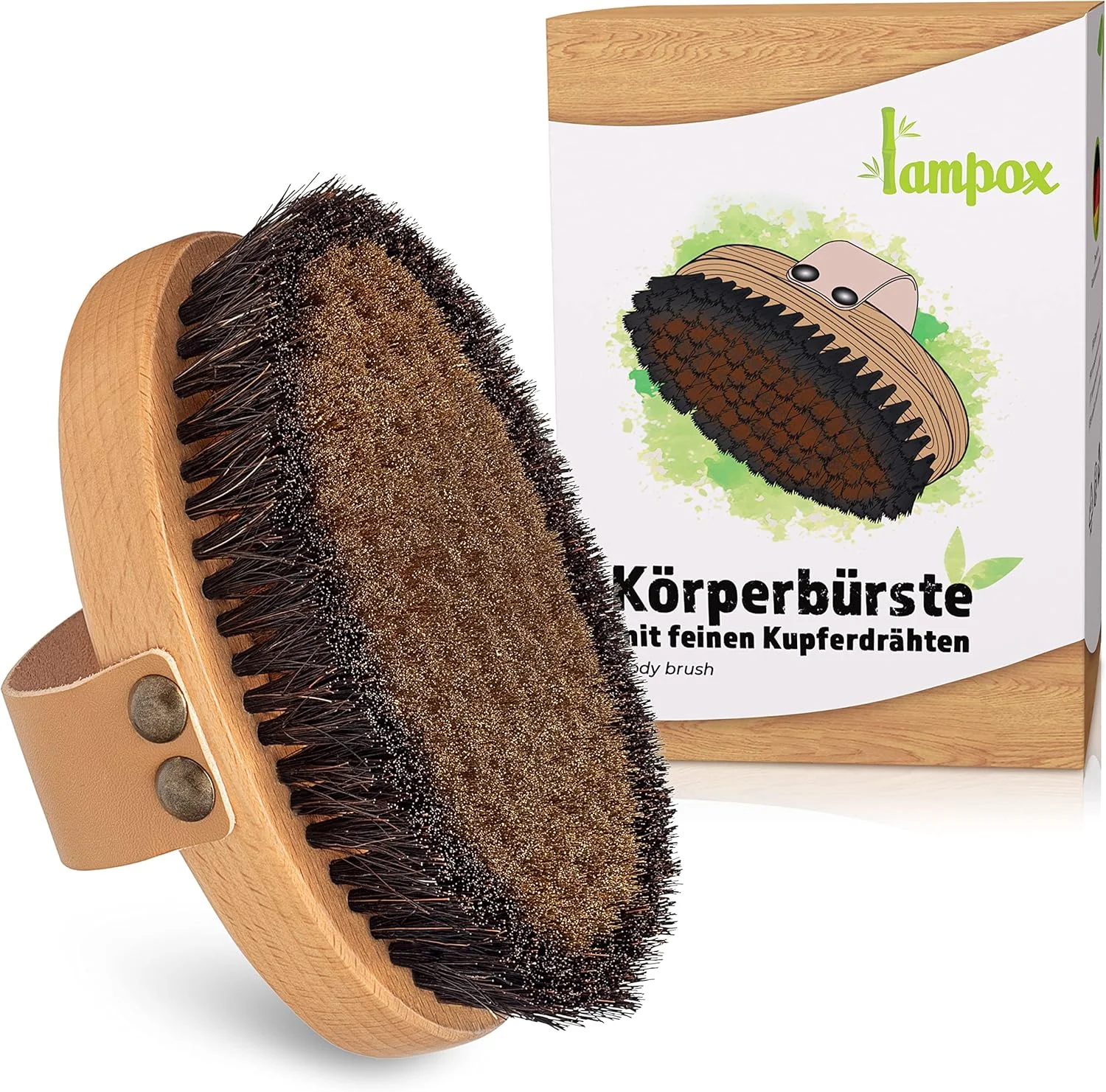 برس بدن Lampox با سیم های مسی ظریف، برس مسی، برس خشک، برس حمام، برس انرژی با مس، برس پشت، تخلیه لنفاوی، لایه برداری بدن، ماساژ سلولیت، ماساژ لنفاوی