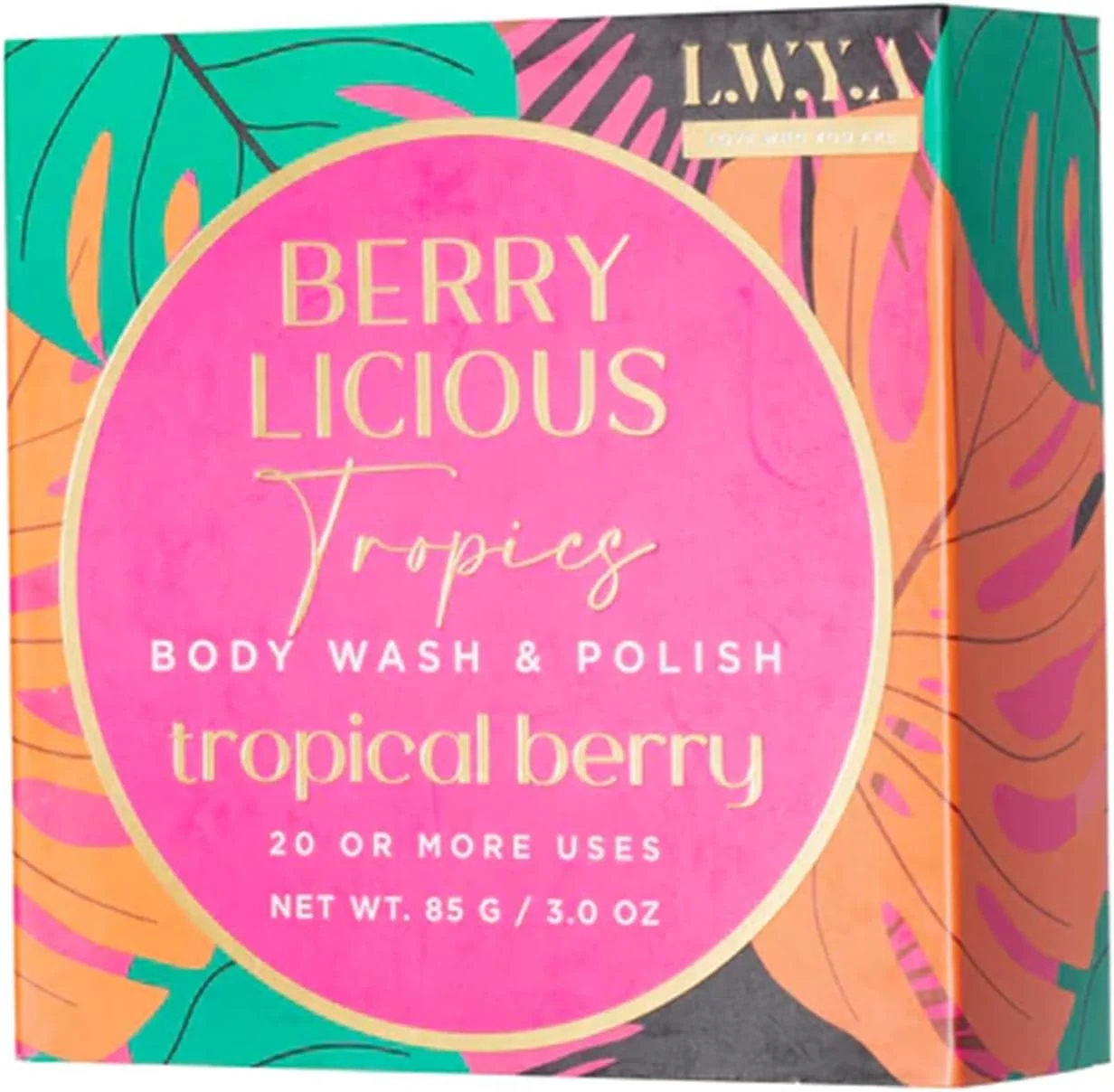 شوینده و پولیش بدن توت های استوایی LWYA - اسکرابر لایه بردار بدن با اسفنج لیف - اسفنج حمام زنانه - توت استوایی - 85 گرم