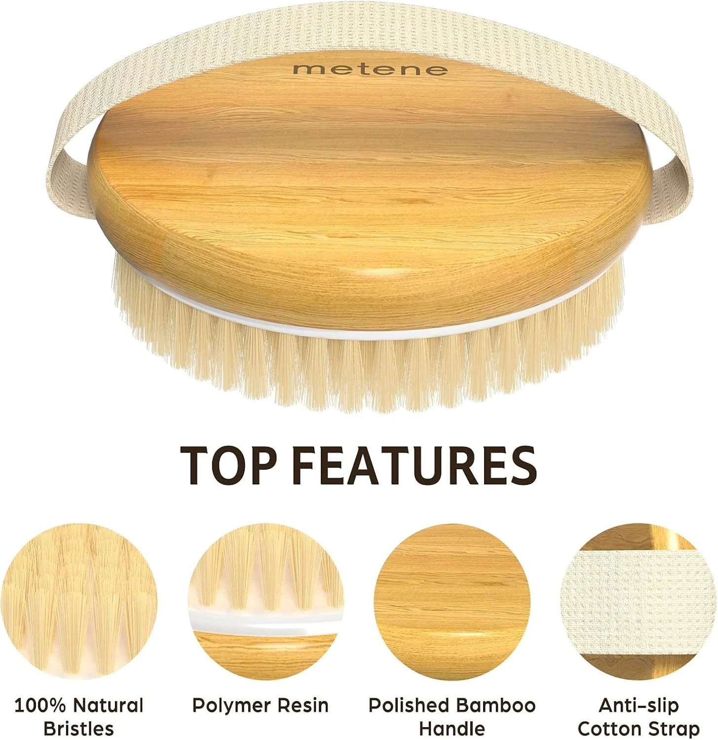 متنه، برس بدن خشک 2 عددی، برس دوش برای استفاده مرطوب و خشک، برس خشک برای سلولیت و لنفاوی، اسکرابر بدن با موهای نرم و زبر، مناسب برای انواع پوست