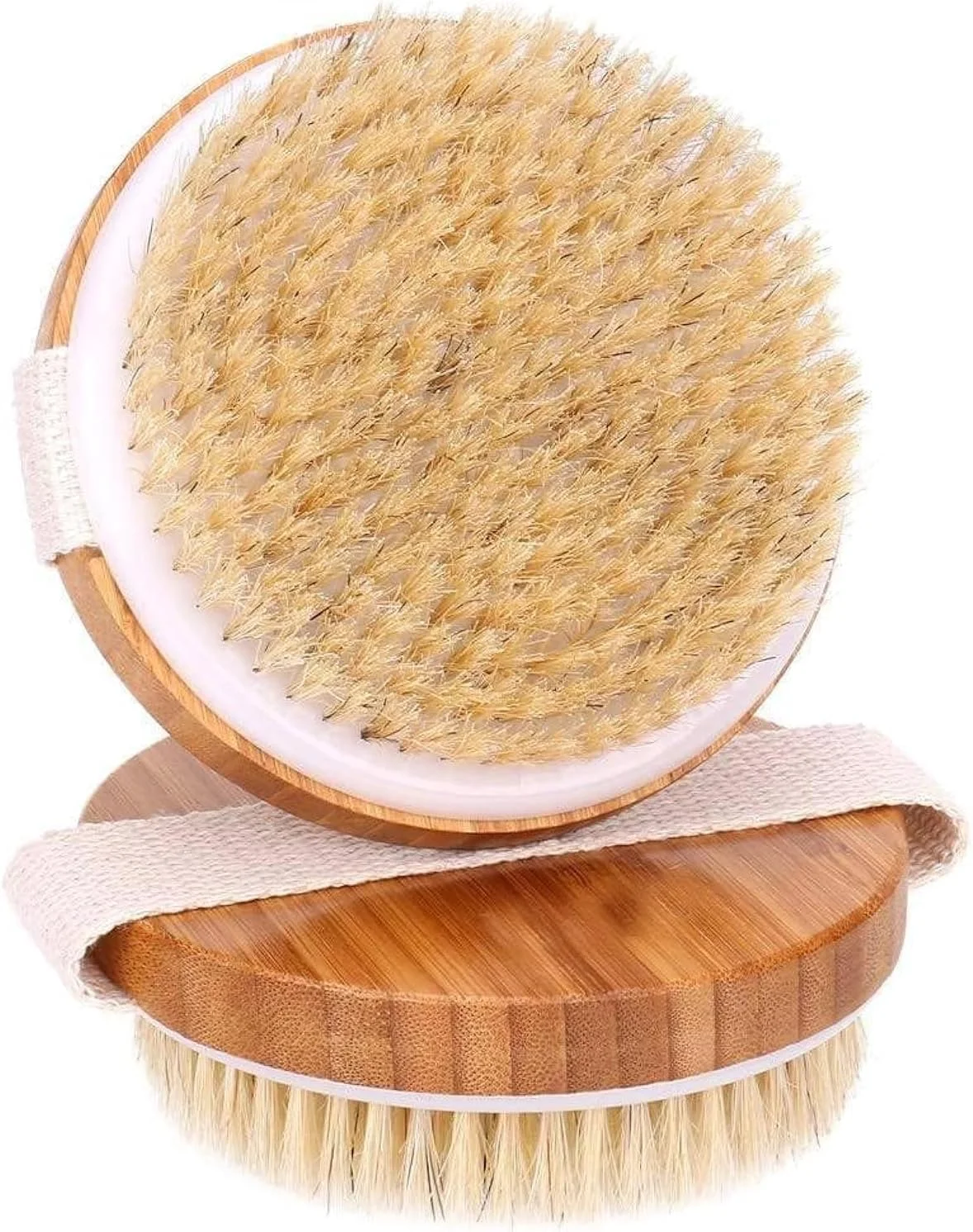 برس بدن خشک بامبو MOMENT، برس دوش برای برس زدن مرطوب و خشک، برس خشک برای سلولیت و لنفاوی، اسکرابر بدن با موهای نرم و زبر، مناسب برای انواع پوست