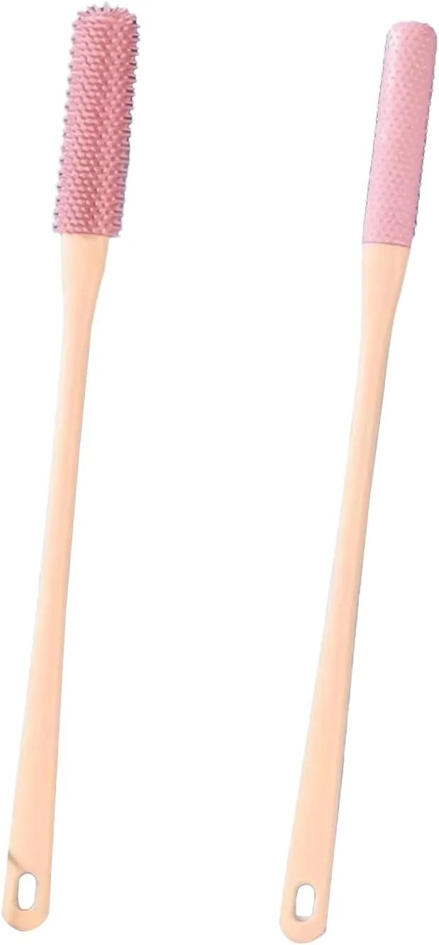 میاجا برس تمیز کننده انگشت پا 2 عددی با دسته بلند، برس شستشوی پا مناسب برای مردان و زنان مسن (صورتی)