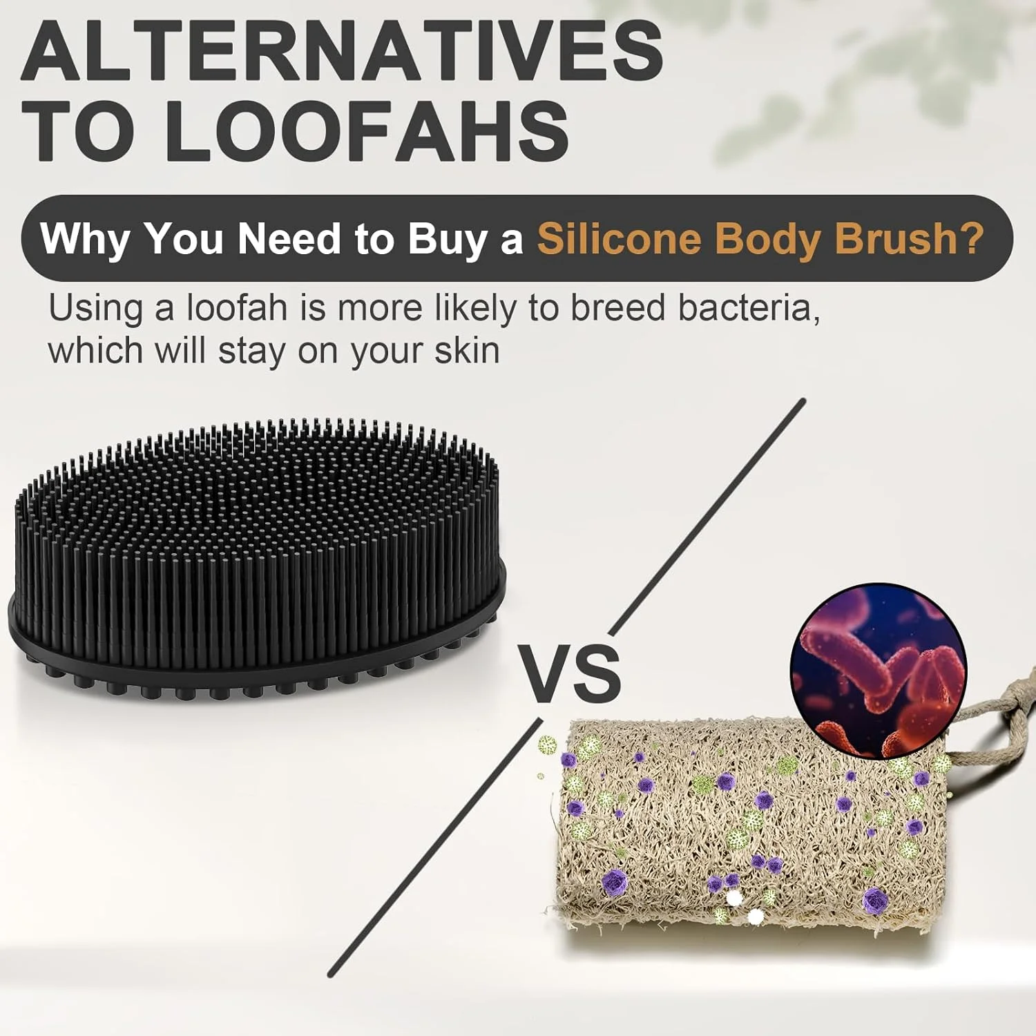 لیف سیلیکونی لایه بردار بدن متین با حلقه، لیف بدن برای آقایان و بانوان، لیف سیلیکونی برای دوش، لیف سیلیکونی نرم برای روتین مراقبت از پوست حمام (مشکی)