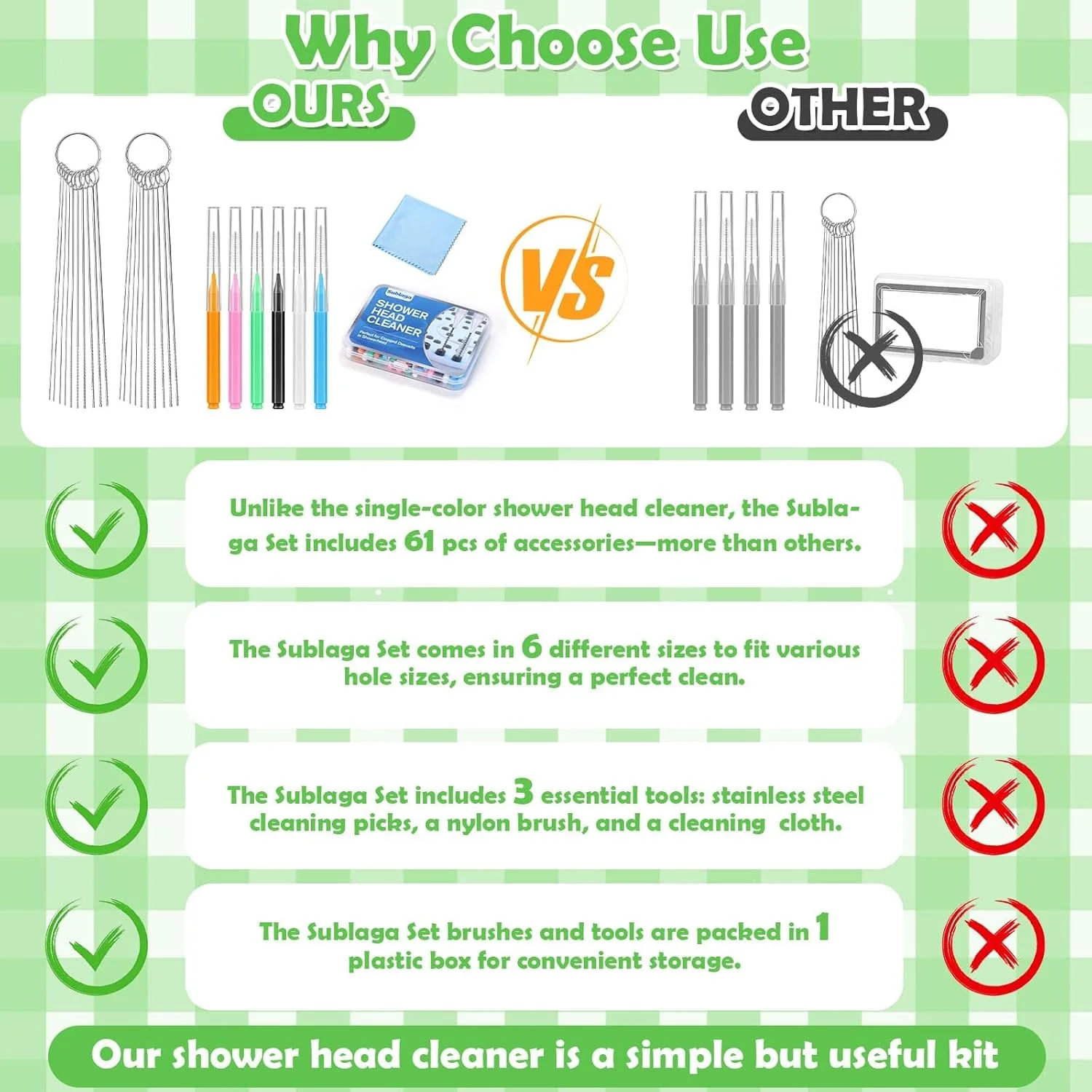 مجموعه 61 عددی ابزار تمیز کننده سر دوش چند سایز، 40 عدد برس تمیز کننده سر دوش برای رفع گرفتگی سوراخ های کوچک، 20 عدد ابزار کاربردی رفع گرفتگی سر دوش با جعبه نگهداری برای حمام منزل (رنگ های روشن)