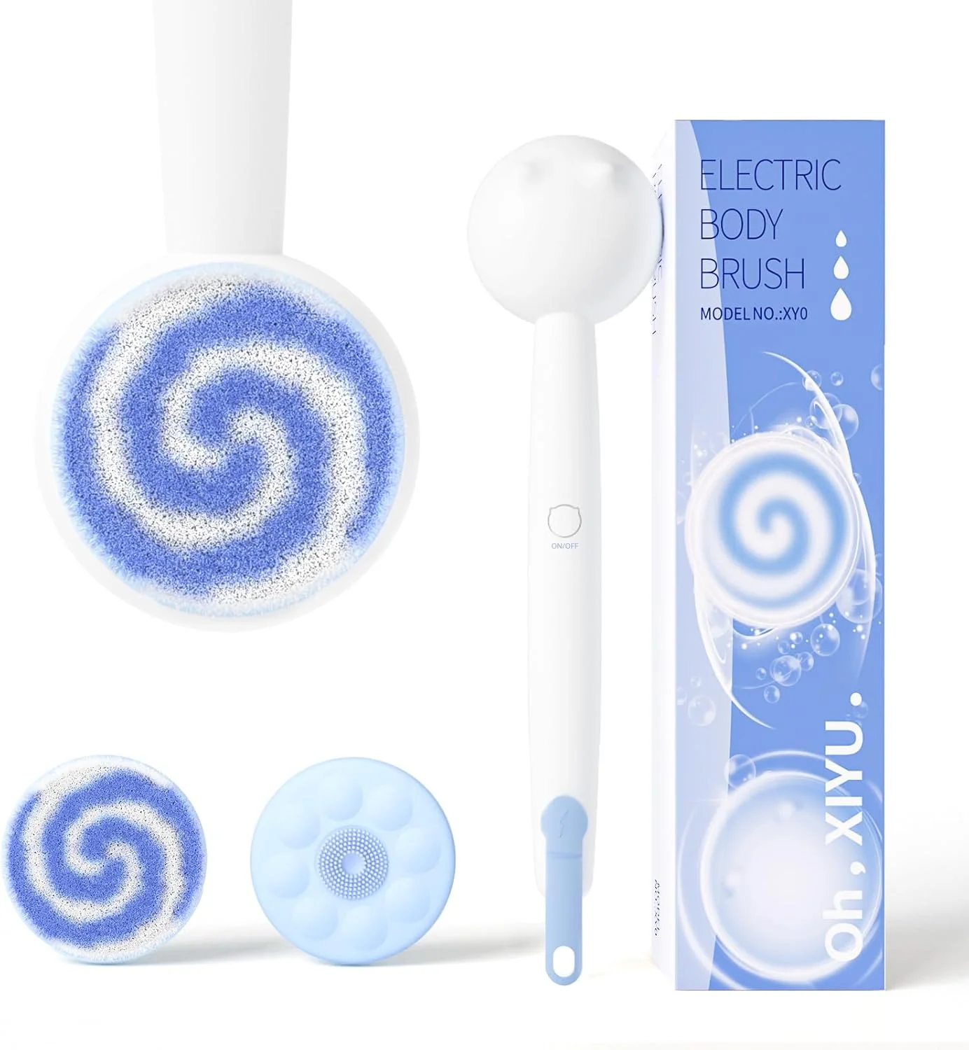 او، XIYU. برس برقی پشت برای شستشوی بدن، برس اتوماتیک بدن برای پاکسازی و ماساژ، برس حمام شارژی با 2 سر برس، 3 سرعت و ضد آب، سفید شیر نارگیل او، XIYU. برس برقی پشت برای شستشوی بدن، برس اتوماتیک بدن برای پاکسازی و ماساژ، برس حمام شارژی با 2 سر برس، 3 سرعت و ضد آب، سفید شیر نارگیل