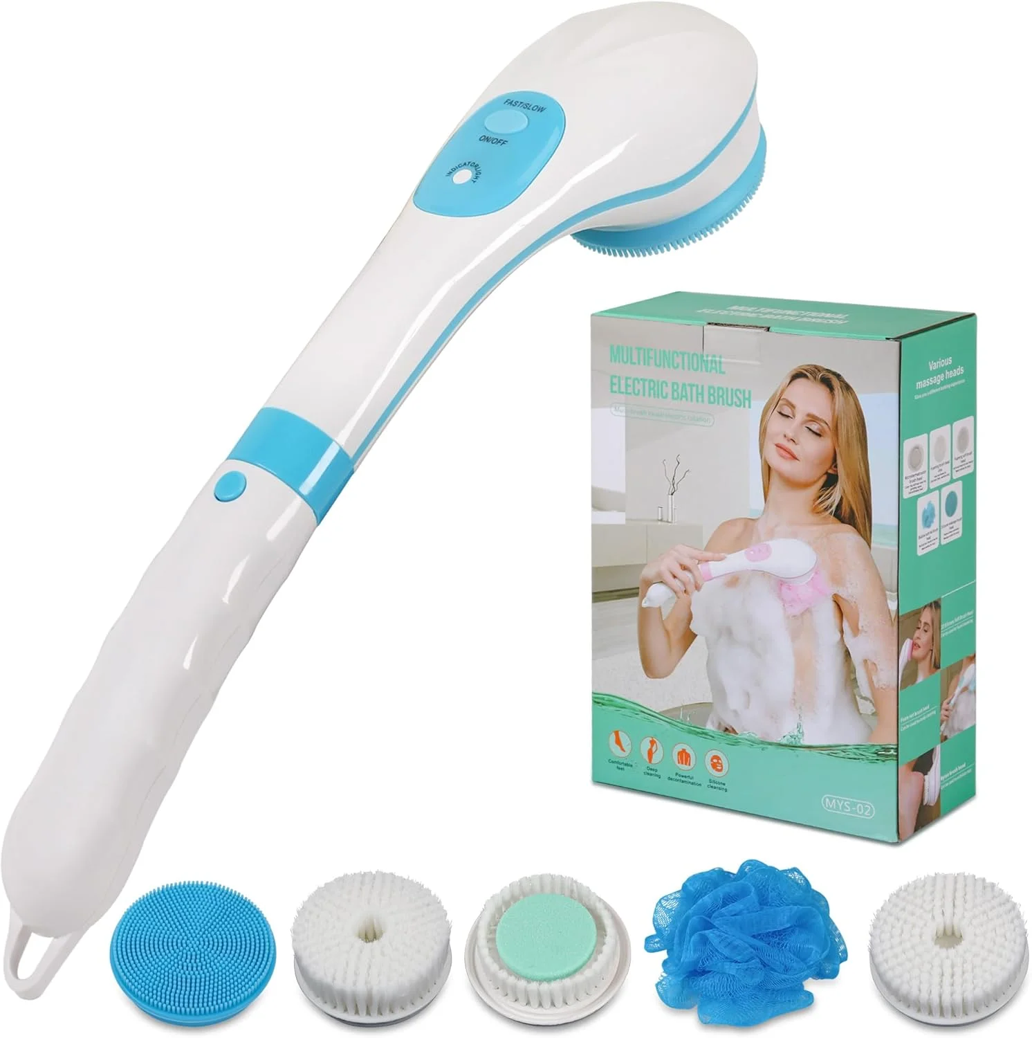 برس حمام برقی OWIIZI، برس اسکرابر پشت برای دوش، دسته بلند جداشدنی، ماساژور سیلیکونی پاک کننده صورت، 5 سر برس، 6 سرعت، برس های برقی پاک کننده عمیق بدن برای مردان و زنان برس حمام برقی OWIIZI، برس اسکرابر پشت برای دوش، دسته بلند جداشدنی، ماساژور سیلیکونی پاک کننده صورت، 5 سر برس، 6 سرعت، برس های برقی پاک کننده عمیق بدن برای مردان و زنان