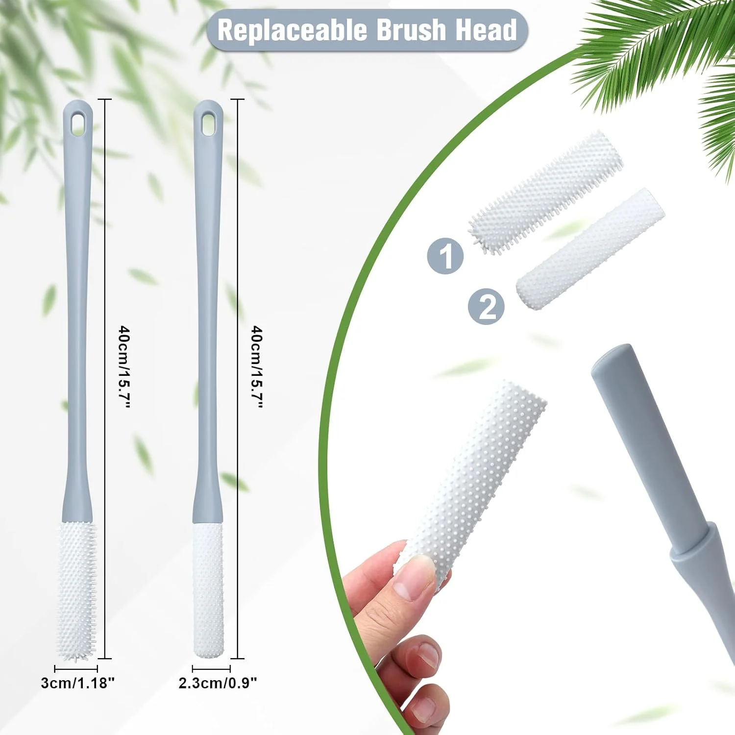 برس پا Orchideeknc، 2 عدد برس انگشت پا، برس سیلیکونی نرم دسته بلند برای تمیز کردن پا، شوینده انگشت پا برای دوش، با 2 عدد سر برس جایگزین و 2 عدد قلاب