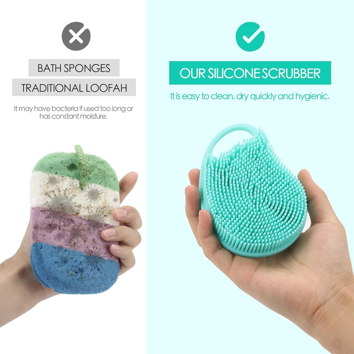 برس شستشوی بدن و موی سیلیکونی 2 در 1 Ohlove، برس شامپو ماساژور پوست سر برای انواع پوست (سبز)