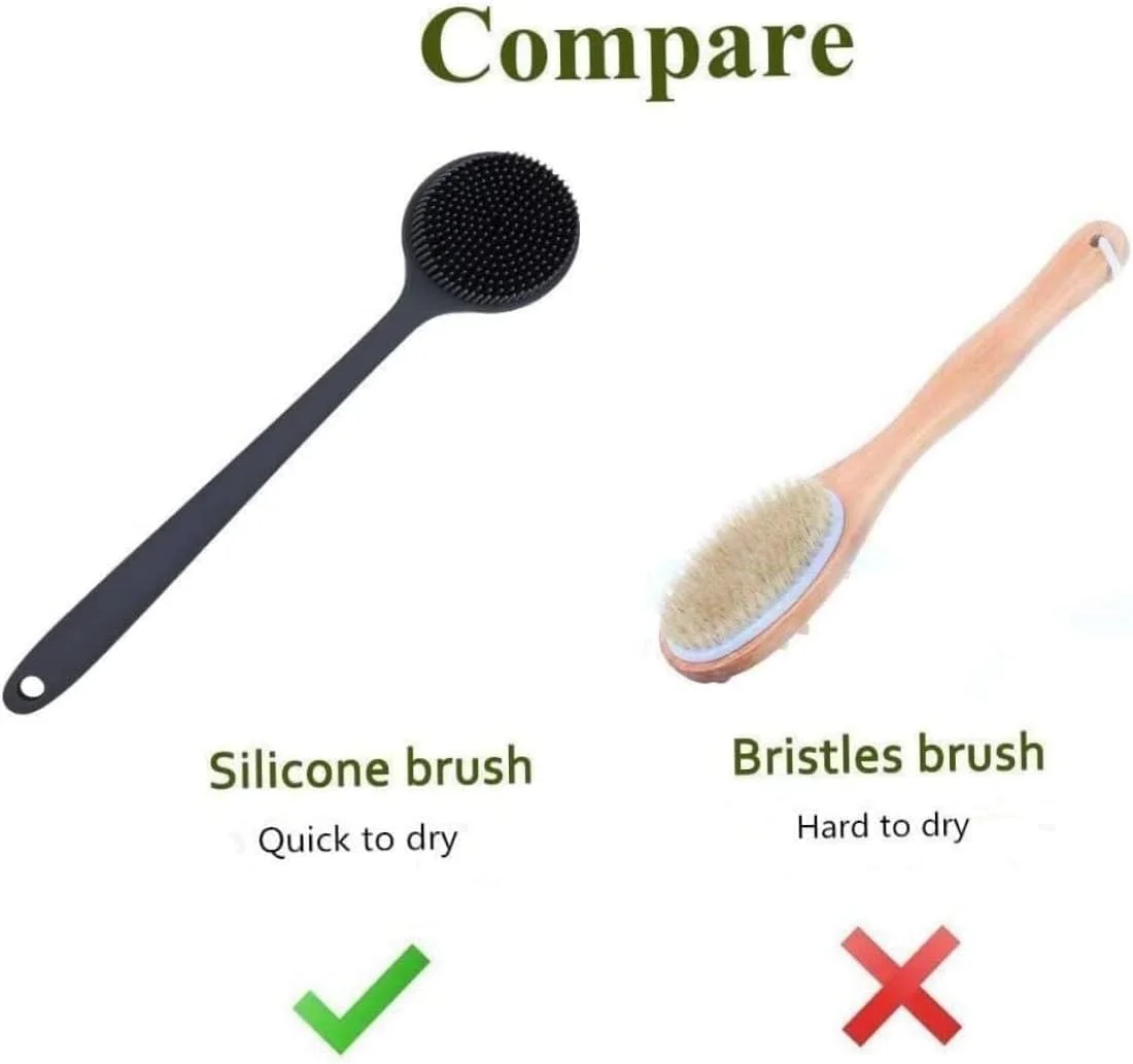 برس حمام Oasisgalore، لیف سیلیکونی بدن، برس پشت شوی بلند برای دوش، برس سیلیکونی بدن برای بدن، لایه بردار بدن برس دوش