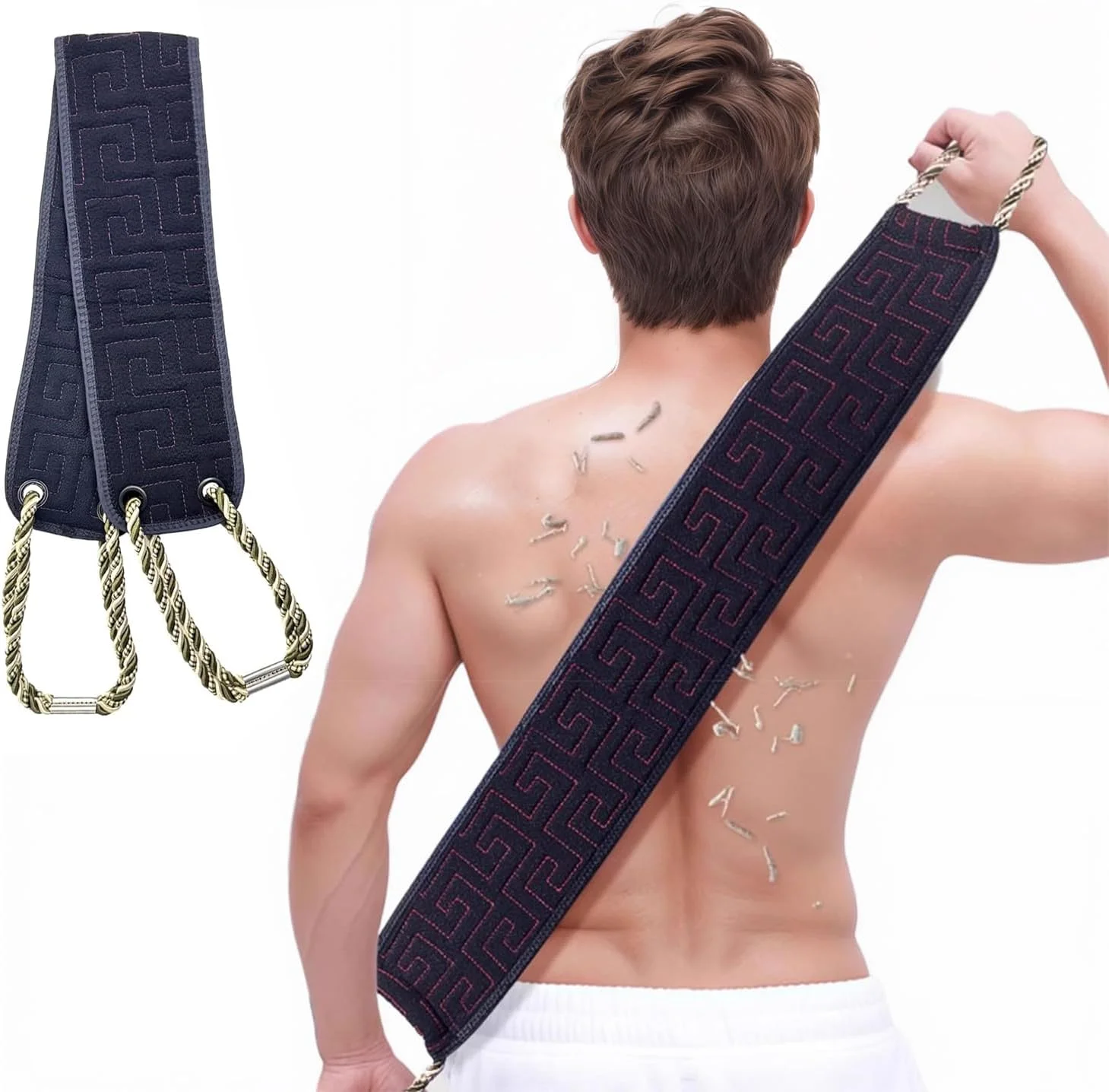 لیف حمام پشت، لایه بردار پشت، لیف شستشوی پشت، پارچه شستشوی حمام برای تمیز کردن و ماساژ بدن (مشکی)