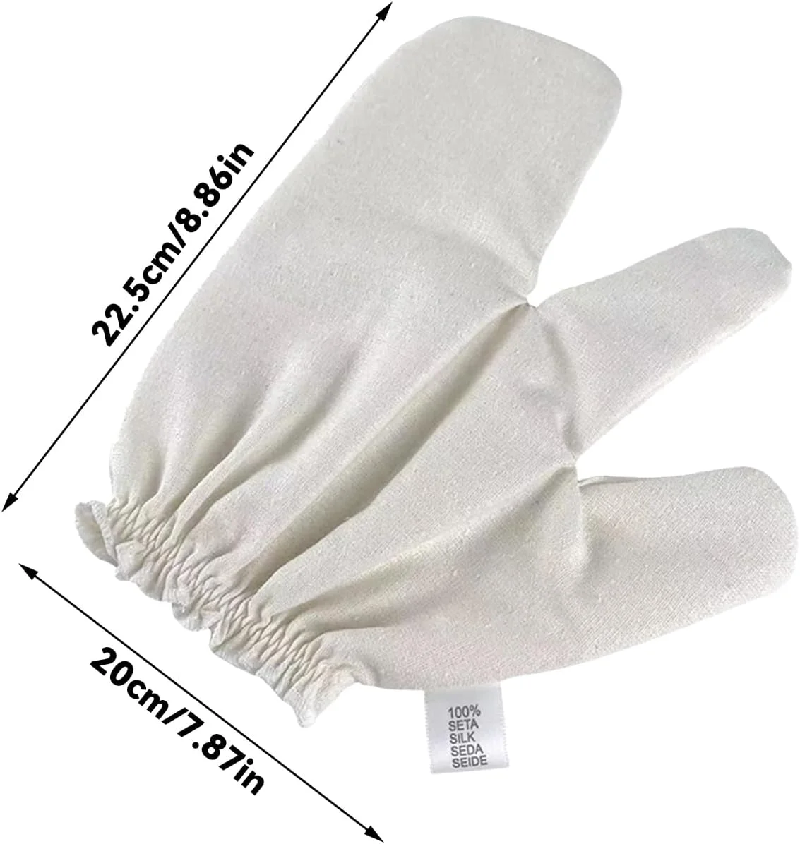 S-SNAIL-OO Gloves Raw Silk Massage Gloves Ayurvedic Massage, 100% Raw Silk with Elastic Wrist Bands Gloves for The Lymphatic System Dry Brushing Massage (1PCS)