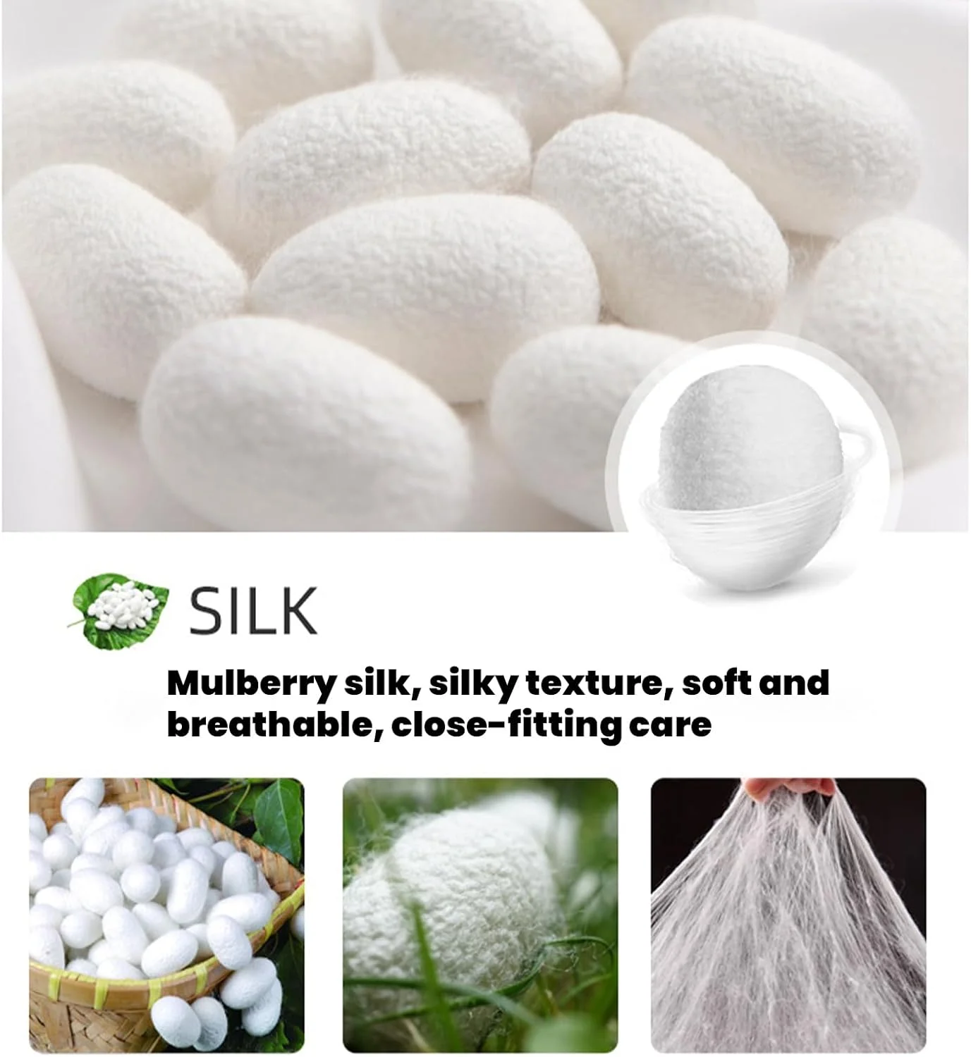 S-SNAIL-OO Gloves Raw Silk Massage Gloves Ayurvedic Massage, 100% Raw Silk with Elastic Wrist Bands Gloves for The Lymphatic System Dry Brushing Massage (1PCS)