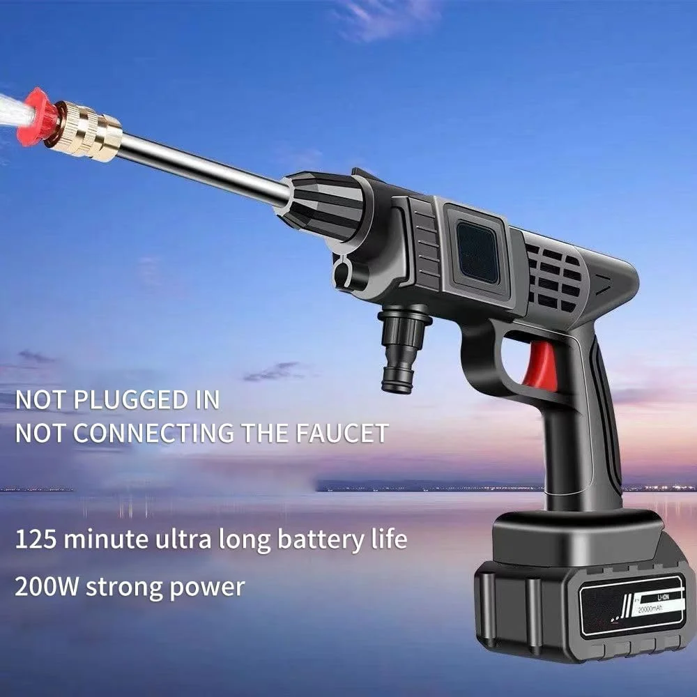 کارواش بی سیم تفنگی آب پرفشار خانگی تجاری قابل حمل قابل شارژ باتری لیتیومی ابزار نظافت برقی