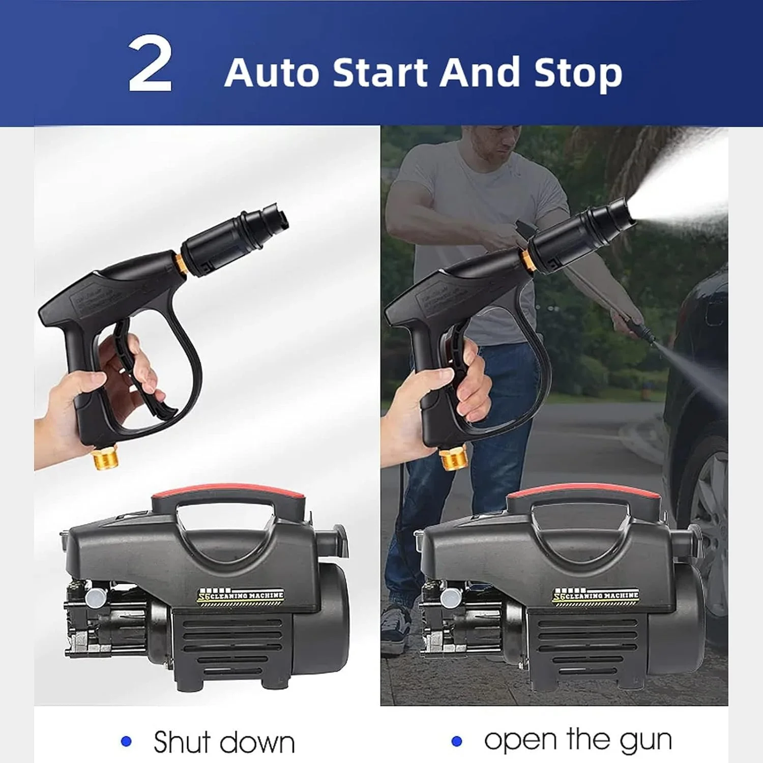 کارواش برقی فشار قوی Wemart با فشار 3500 PSI، کارواش 2000 واتی با شلنگ 32 فوتی، تفنگ آب پاش جداشدنی، کارواش برقی برای تمیز کردن خودرو، حصار و استخر