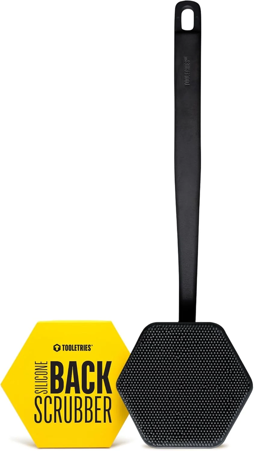 تولی‌تریز - برس پشت شوی - لایه برداری و پاکسازی عمیق - برس بدن سیلیکونی دوش و حمام با دسته بلند و موهای سفارشی - لوازم جانبی حمام و بهداشت - ذغالی