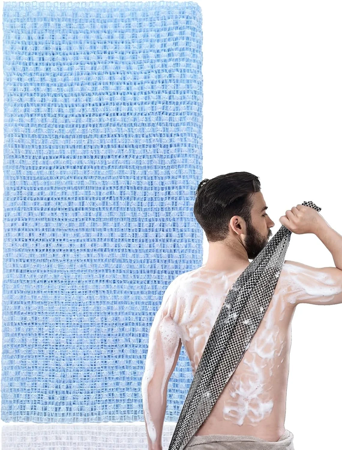 لیف لایه بردار ژاپنی XIANZANDER، لیف حمام لایه بردار فوق العاده بلند، اسکرابر لایه بردار بدن برای لایه برداری مردان و زنان، لوفا و برس اسکراب بدن