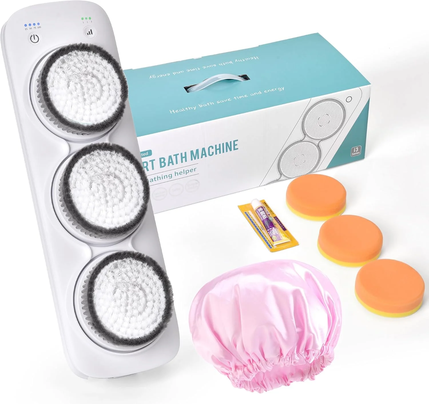 برس برقی پشت شوی دیواری برای حمام، برس تمیز کننده چرخشی 360 درجه با سری های برس فوق العاده نرم قابل تعویض، 3 سطح ارتفاع قابل تنظیم برای حمام روزانه و تمیز کردن عمیق