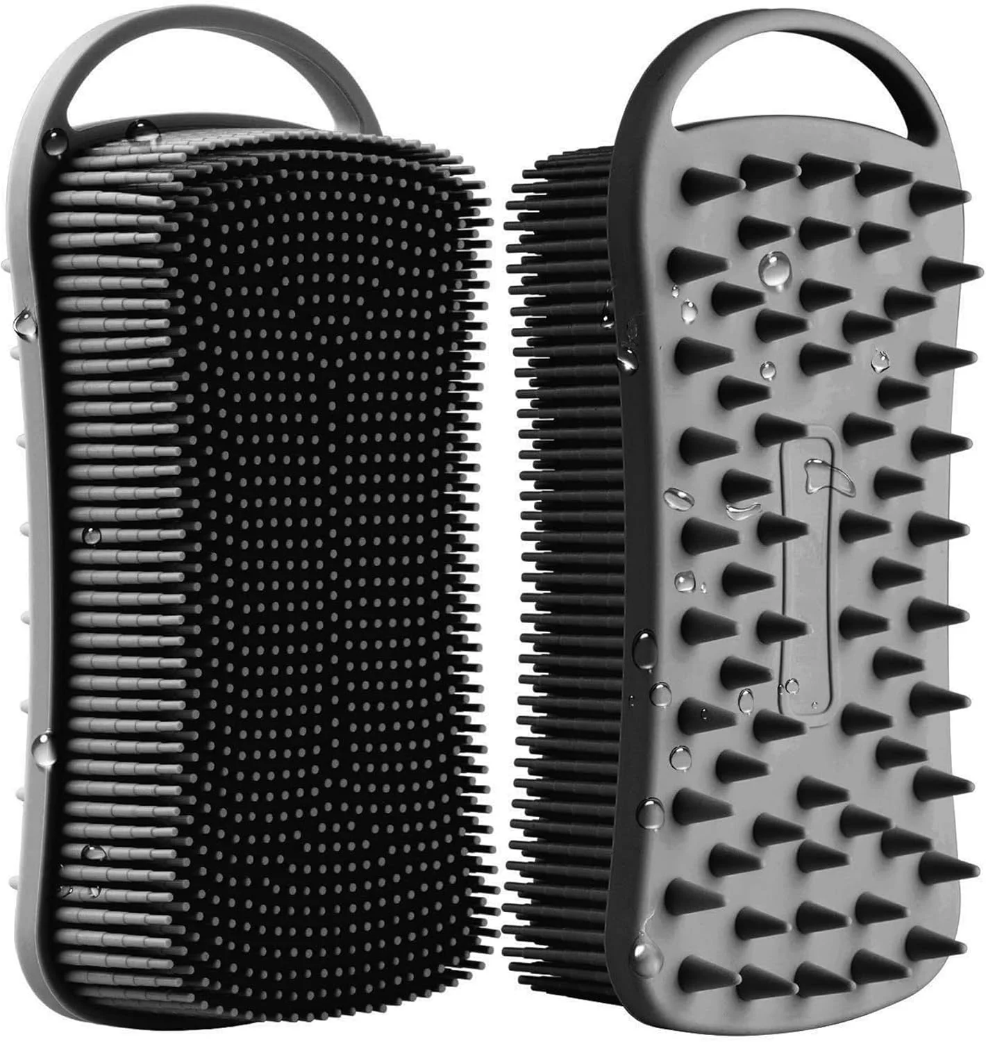 لیف سیلیکونی دو منظوره بدن YEADMAL با برس شامپو ماساژور پوست سر، لایه بردار حمام، برس بدن سیلیکونی ملایم برای پاکسازی پوست مردان/زنان/کودکان، 1 عدد (مشکی)