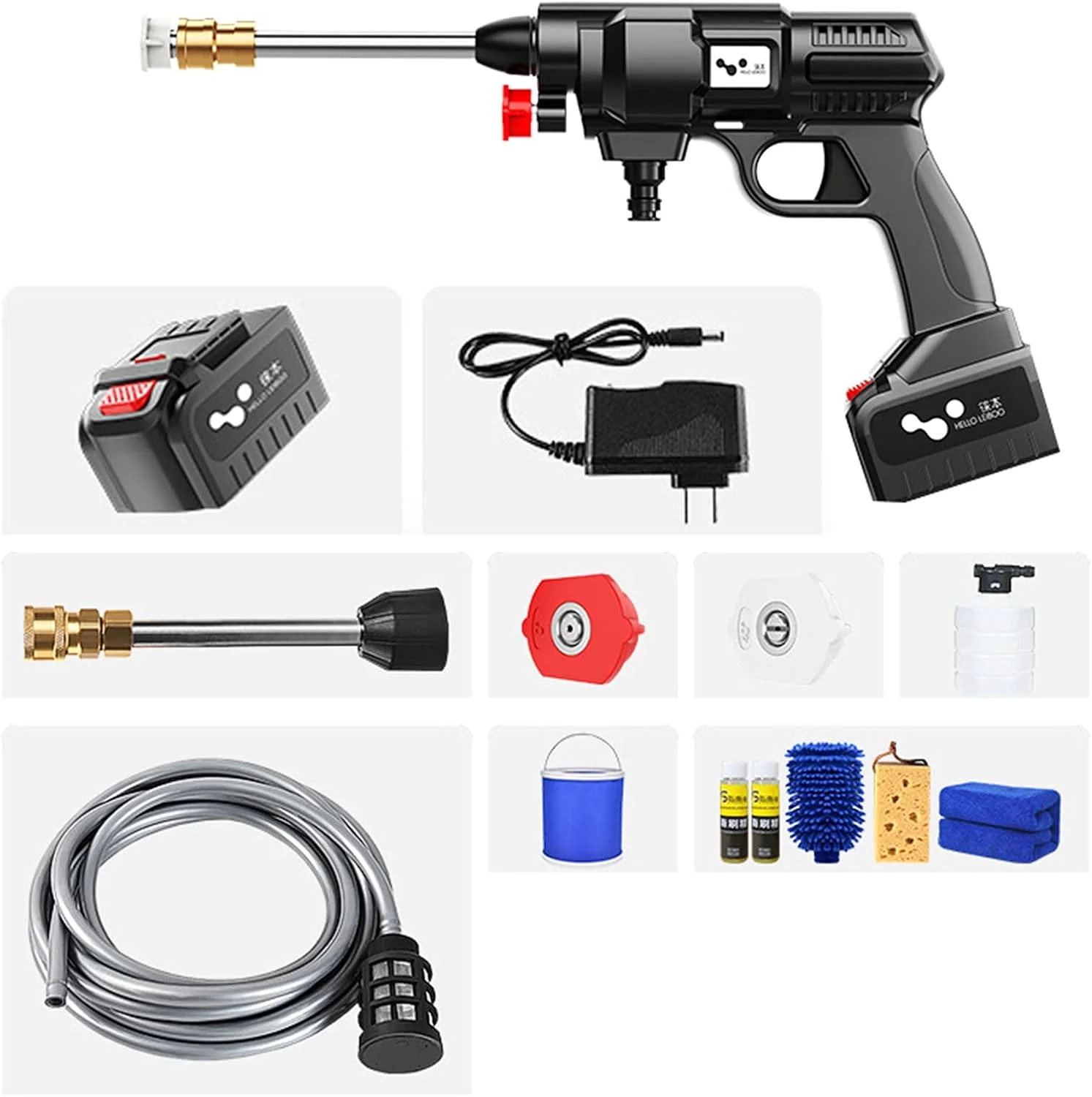 کارواش فشار قوی بی سیم Zdcdy برای خودرو، اسپری شوی قابل حمل فشار قوی خودرو با شارژر باتری و لوازم جانبی، پمپ شوی چند منظوره برای شستشوی خودرو و نظافت باغ، 12 ولت