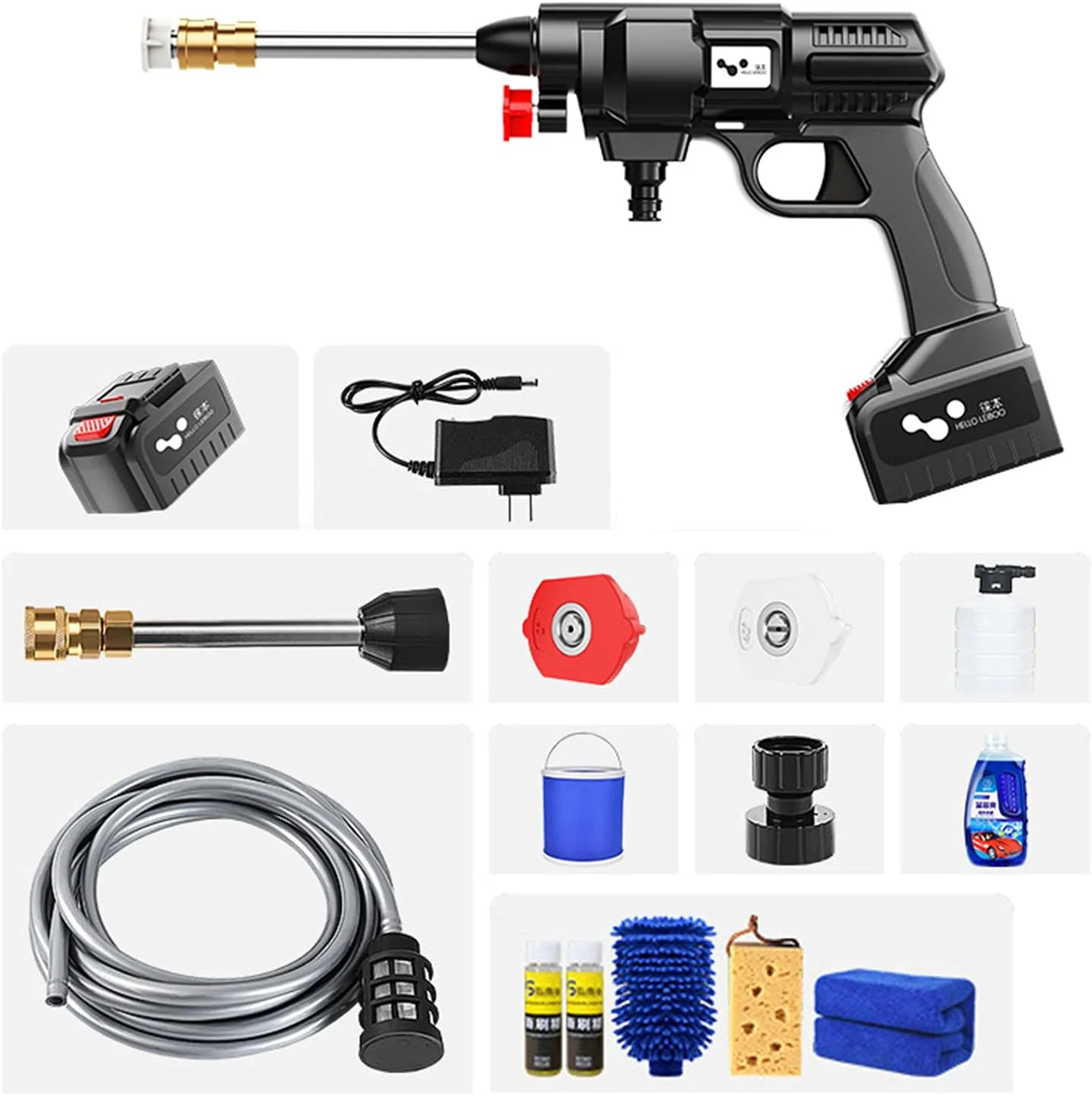 کارواش فشار قوی بی سیم Zdcdy برای خودرو، کارواش اسپری کننده پرفشار قابل حمل با شارژر باتری و لوازم جانبی، پمپ تمیز کننده چند منظوره برای شستشوی خودرو و نظافت باغ، 12 ولت