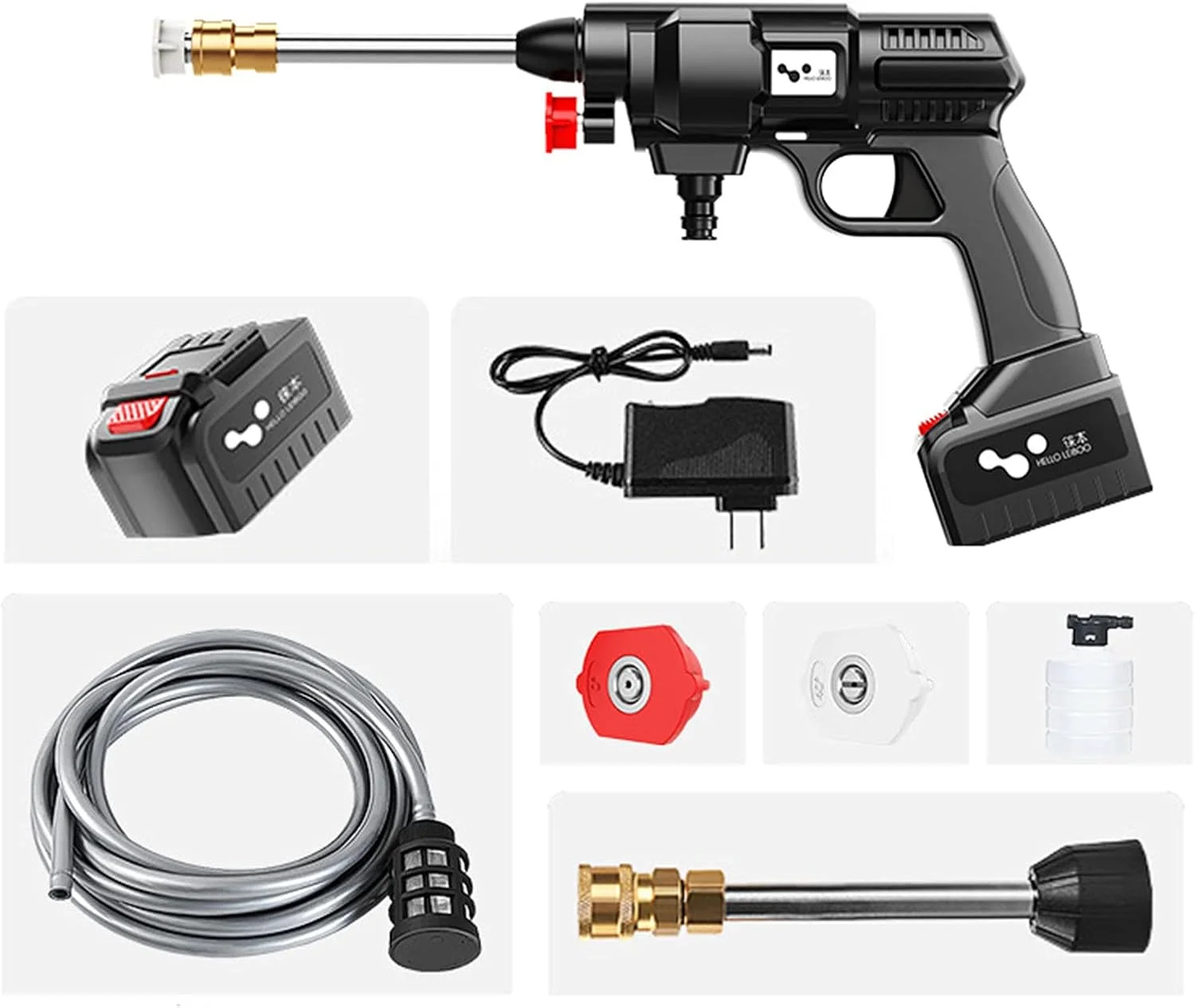 کارواش فشار قوی شارژی Zdcdy برای خودرو، اسپری شوی قابل حمل فشار قوی خودرو با شارژر باتری و لوازم جانبی، پمپ شوی چند منظوره برای شستشوی خودرو و نظافت باغ، 48VA