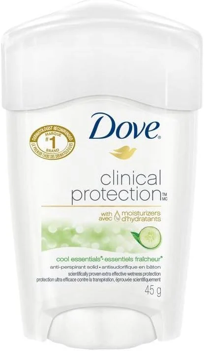 استیک ضد تعریق Dove Clinical Protection برای پوست حساس Cool Essentials محافظت ضد باکتریایی در برابر بو 45 گرم