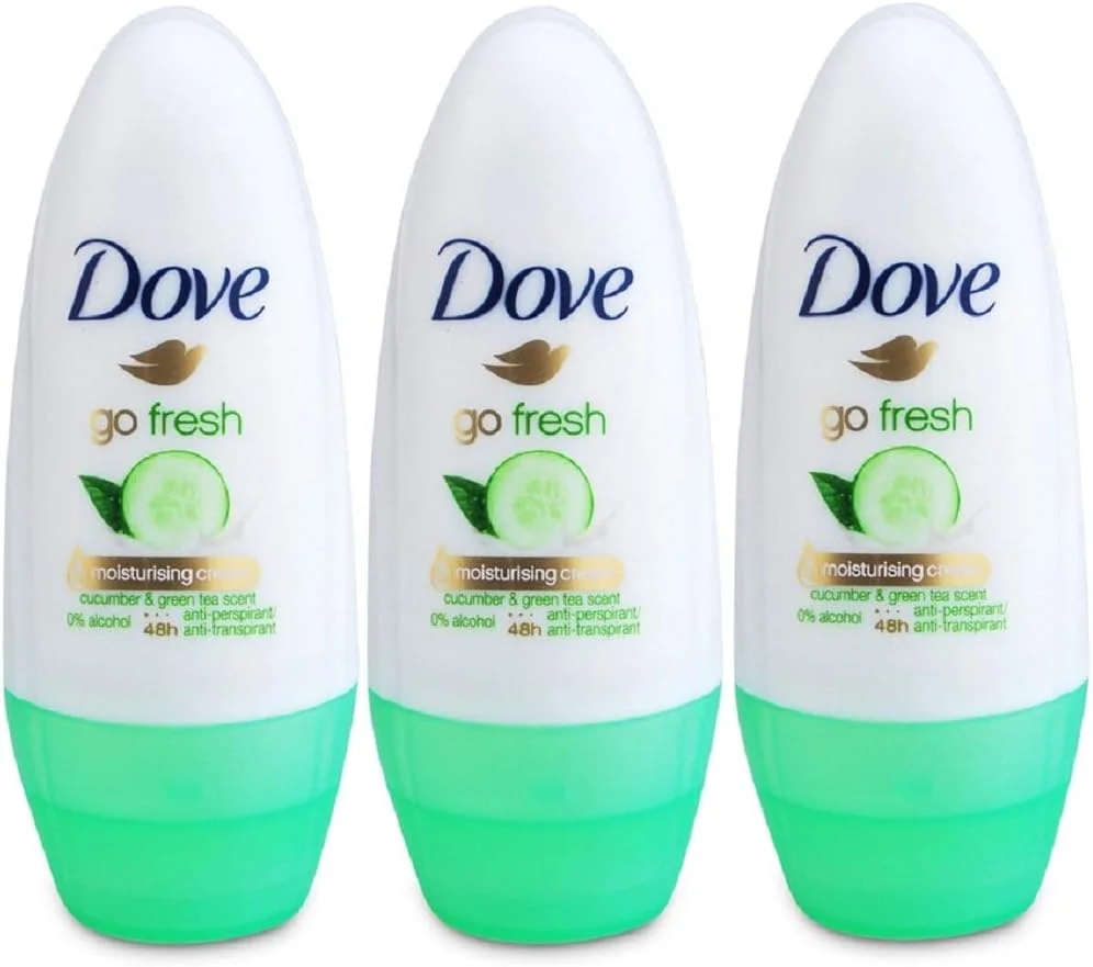 دئودورانت رولی ضد تعریق Dove Go Fresh با رایحه خیار و چای سبز 50 میلی لیتر (1.7 اونس مایع). (بسته 3 عددی)