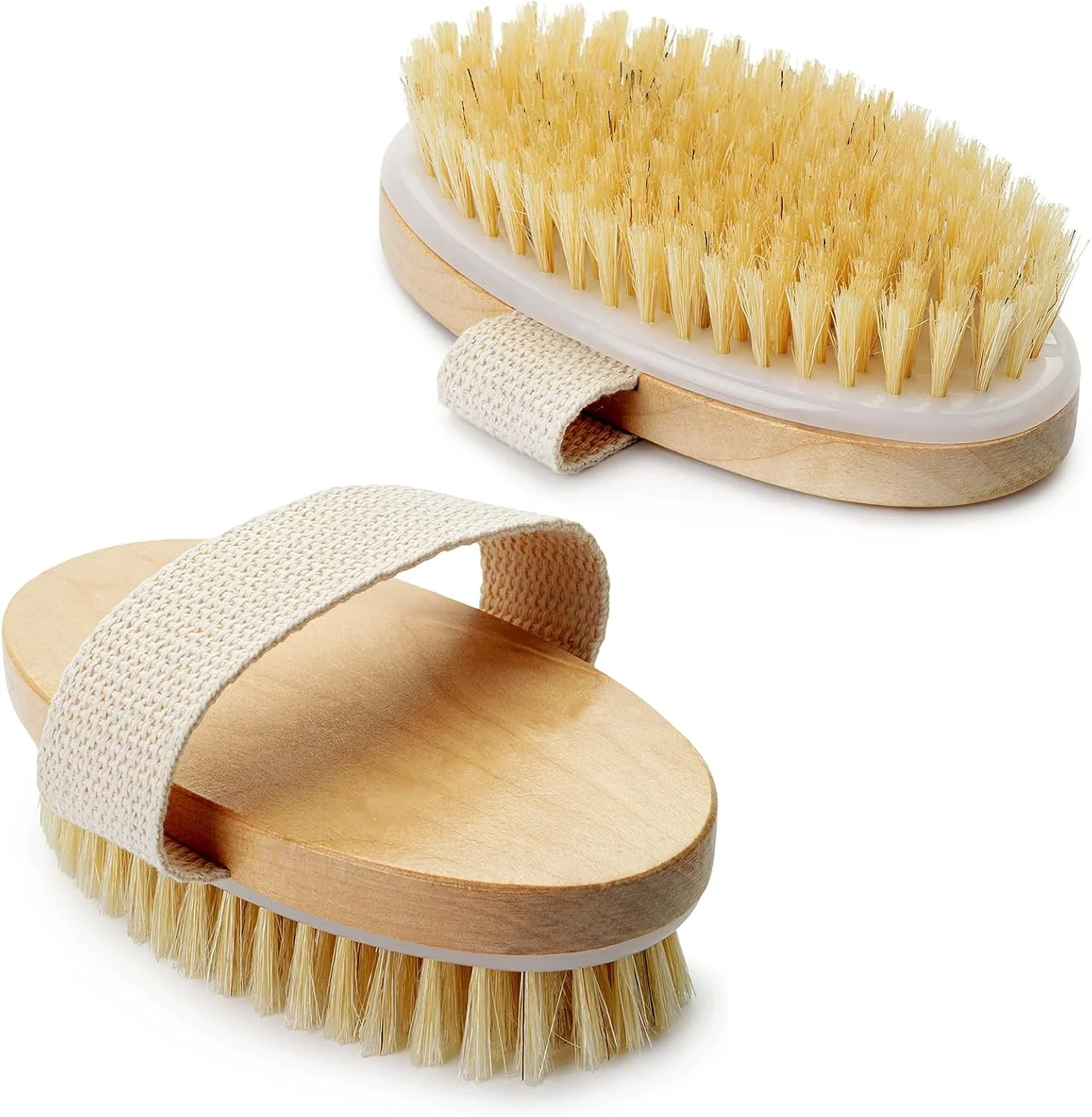 برس خشک بدن 2 عددی، ماساژور تخلیه لنفاوی Azymi، اسکرابر پشت دوش برای پاکسازی بدن/پوست مرده و رفع سلولیت، اندازه بیضی 13 x 6.5 (CM)