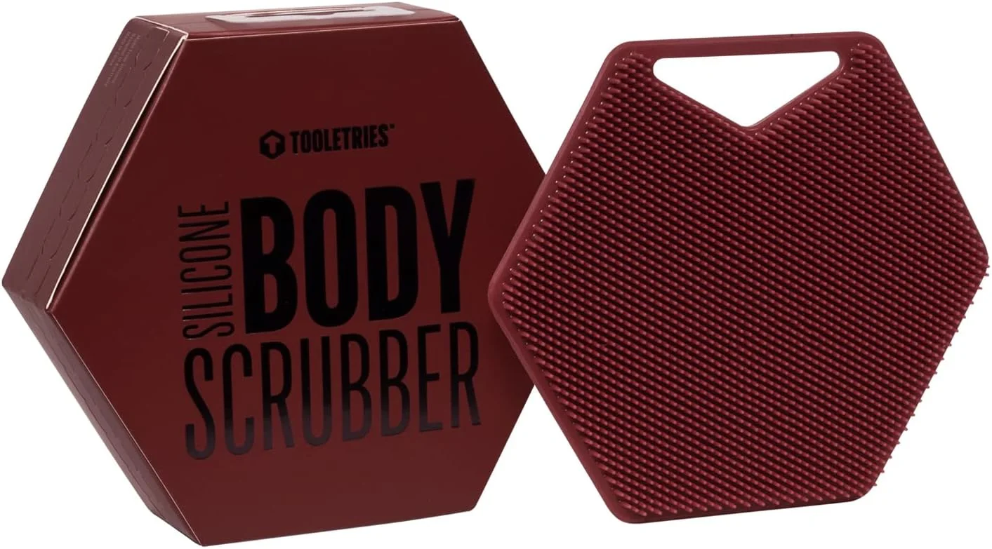 لیف بدن Tooletries - لیف لایه بردار سیلیکونی - لوازم جانبی حمام و دوش برای شستشوی بادوام و طولانی مدت بدن مردانه - بورگاندی