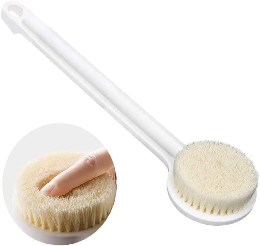 برس بدن دلفینو، برس حمام و دوش با دسته بلند، اسکرابر ملایم پوست پشت، لایه بردار و ماساژ برای بهبود گردش خون و درمان سلولیت